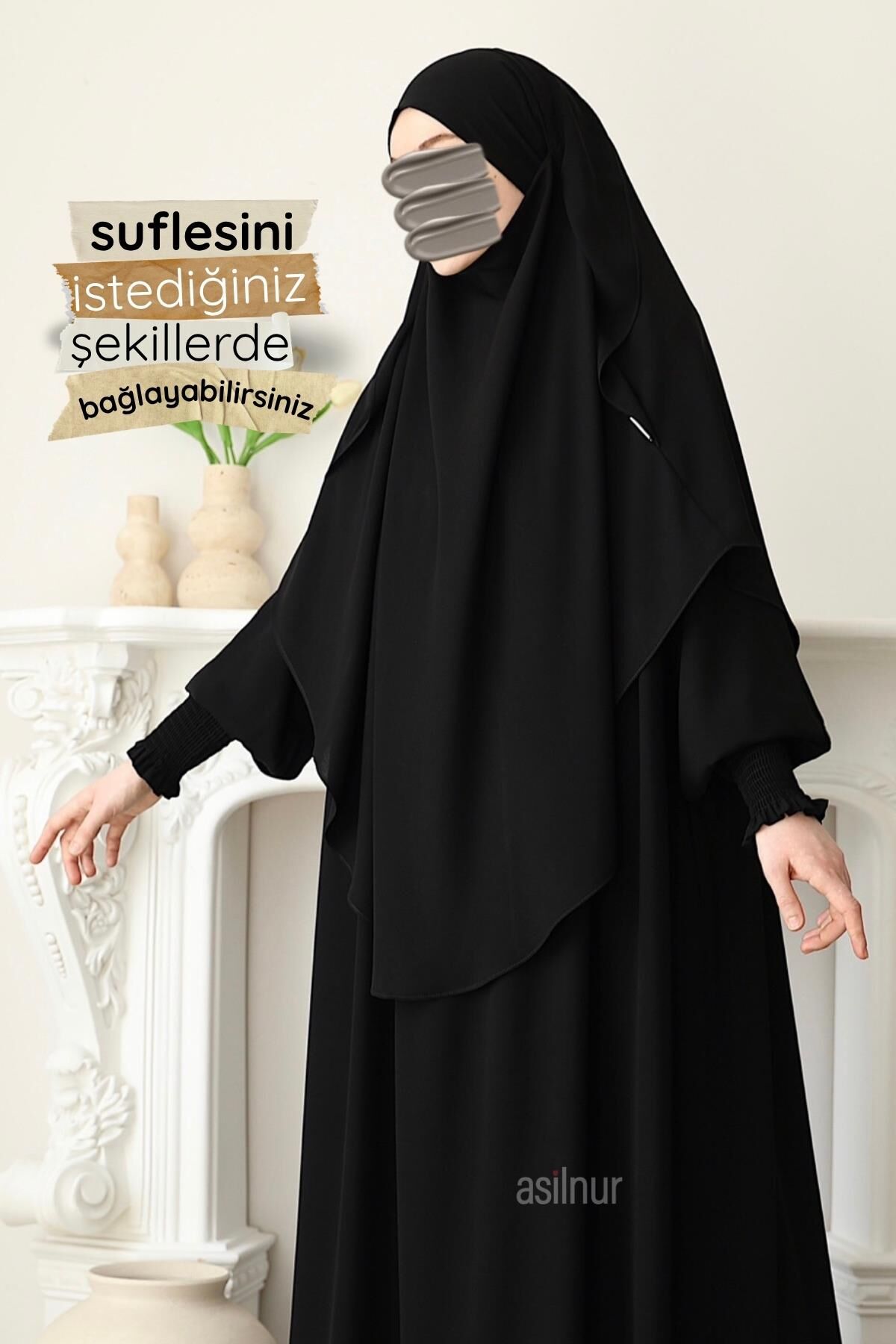  Hira Gölgeli Sufle Ferace Takım Siyah - 5