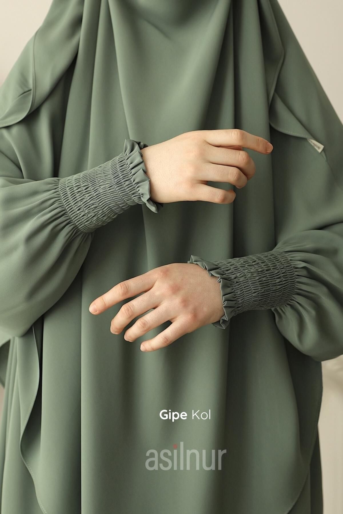 Hira Gölgeli Sufle Ferace Takım Su Yeşili - 2