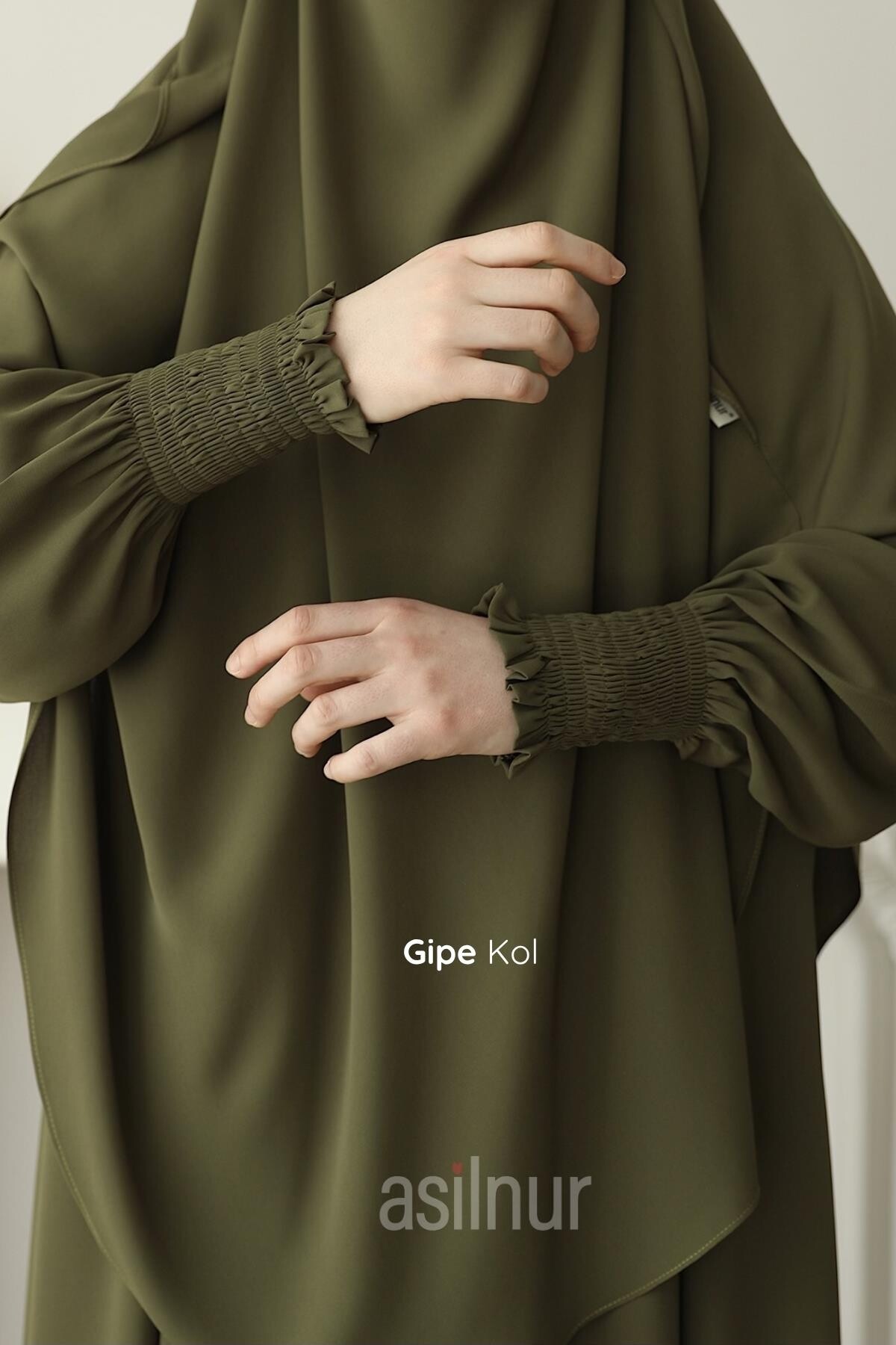 Hira Gölgeli Sufle Ferace Takım Yağ Yeşili - 2