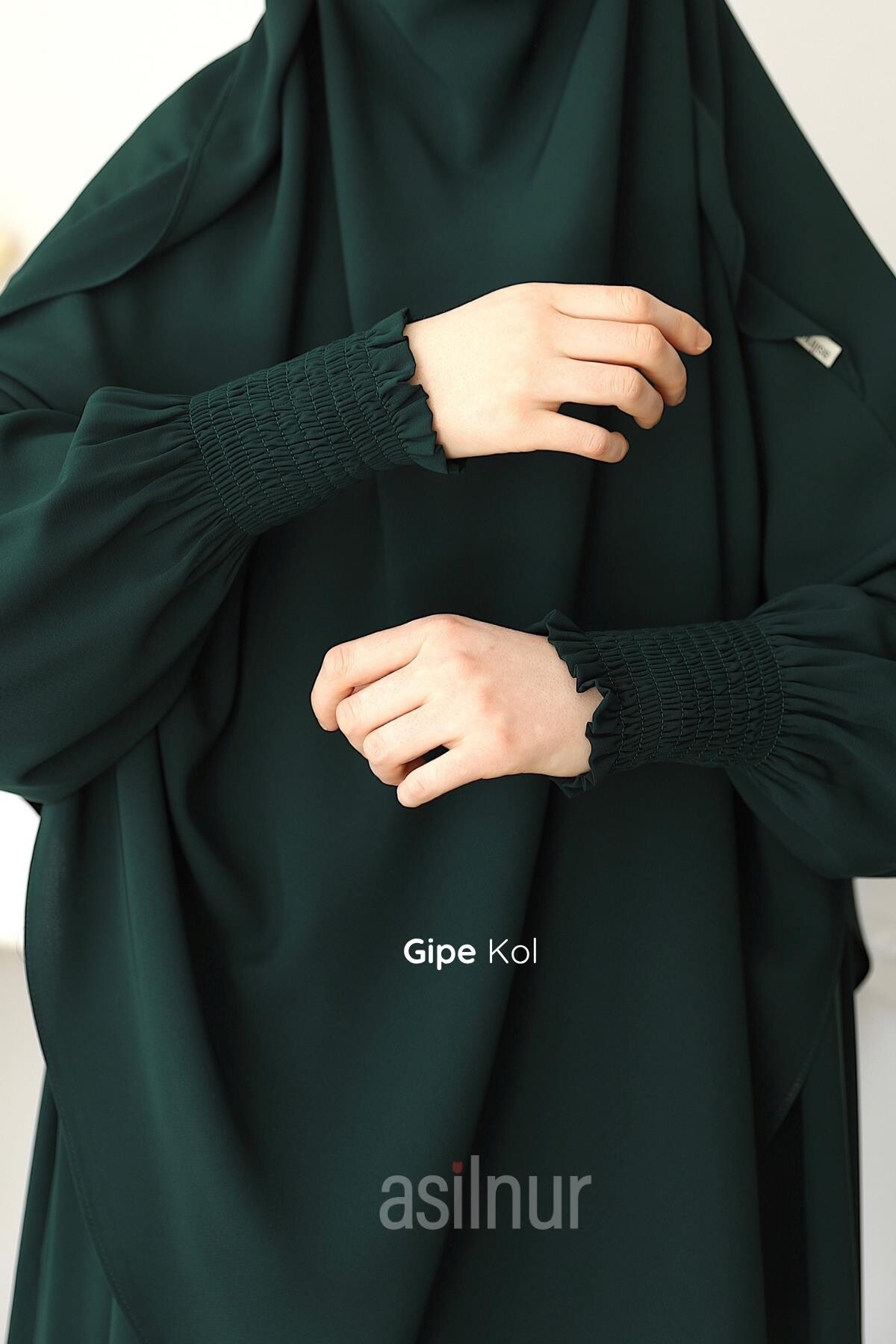 Hira Gölgeli Sufle Ferace Takım Zümrüt Yeşili - 2