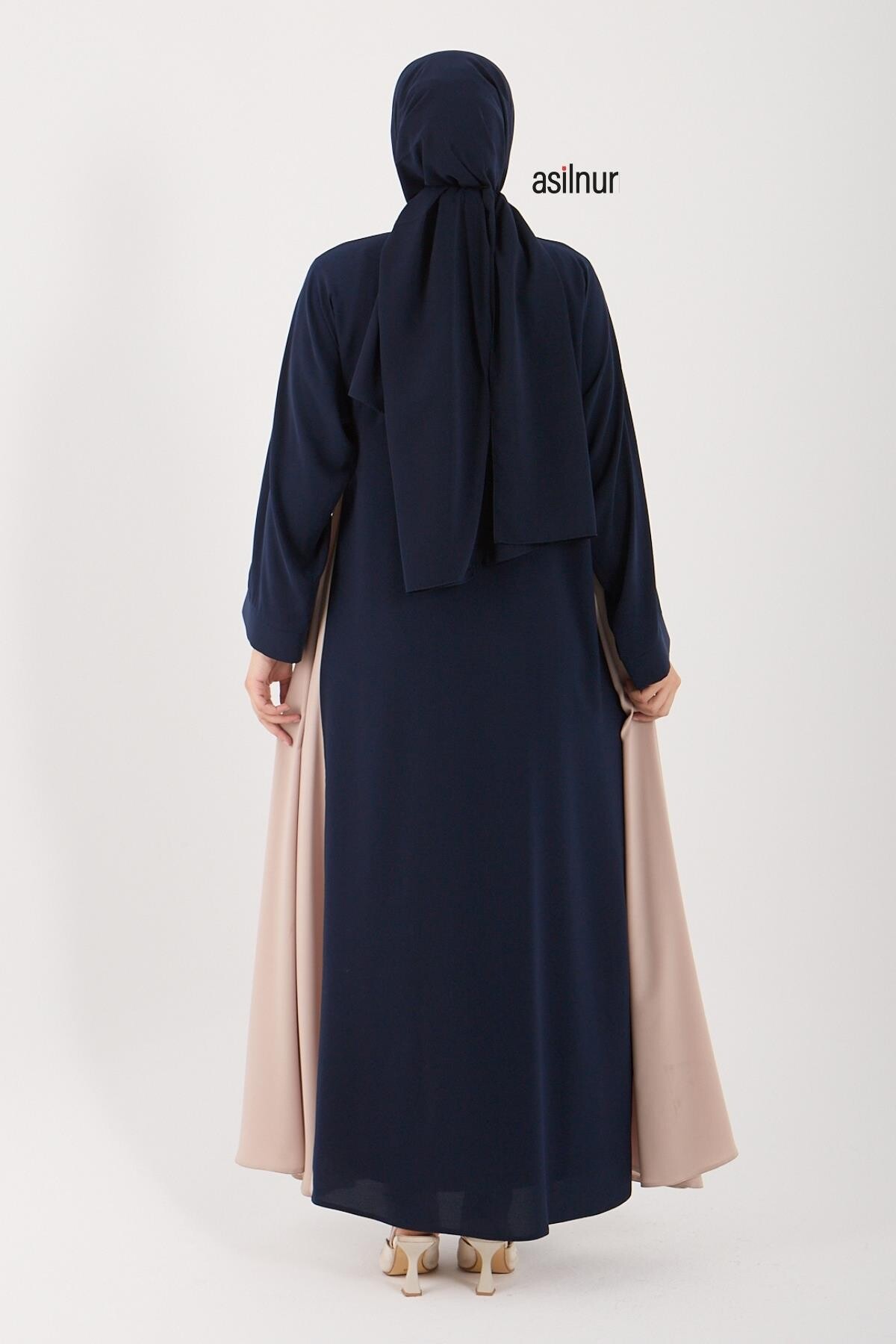 Leyla Abaya Şal Peçe 3'lü Set Lacivert - 6