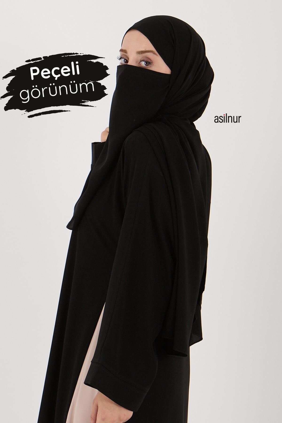 Leyla Abaya Şal Peçe 3'lü Set Siyah - 4