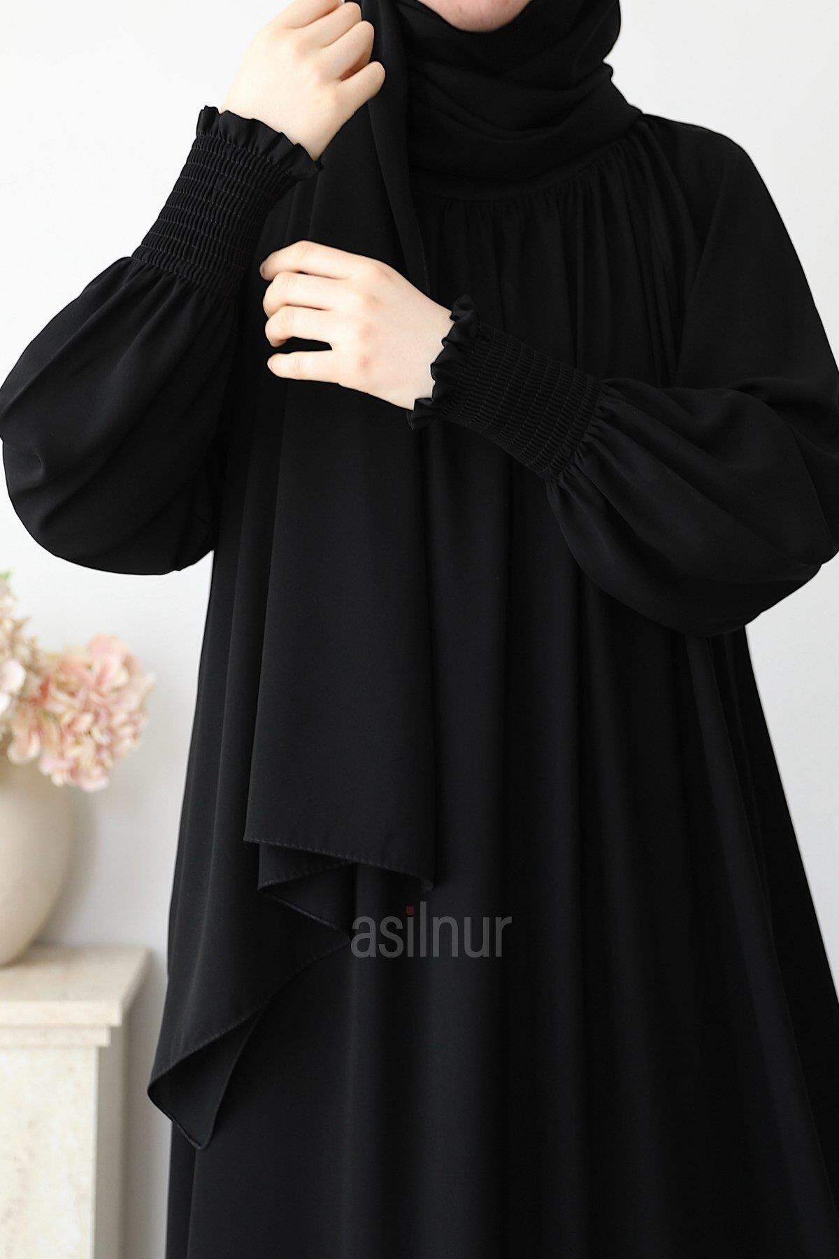 Mahi Elbise Şal Hediyeli Takım Siyah - 8
