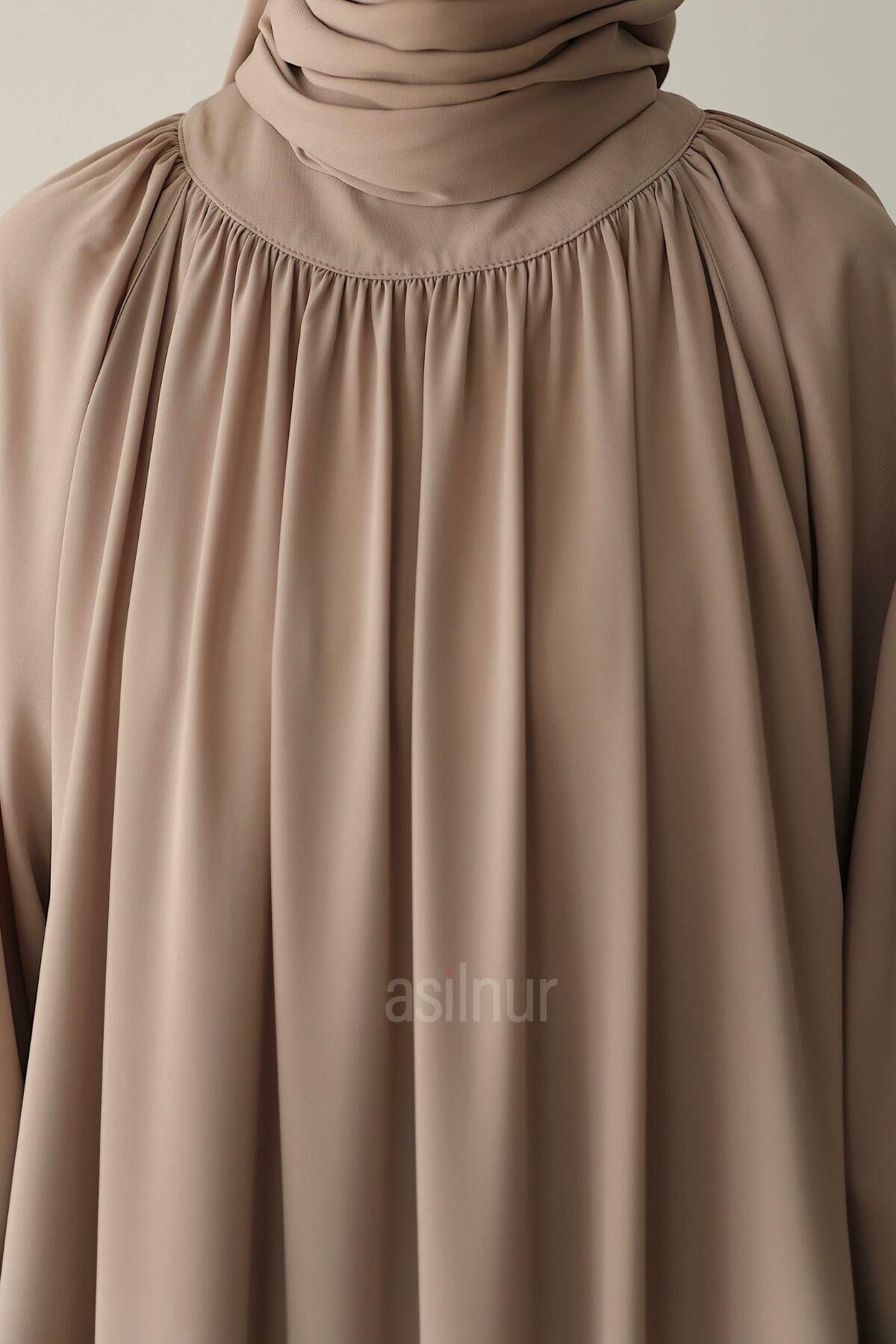 Mahi Elbise Şal Hediyeli Takım Bej - 8