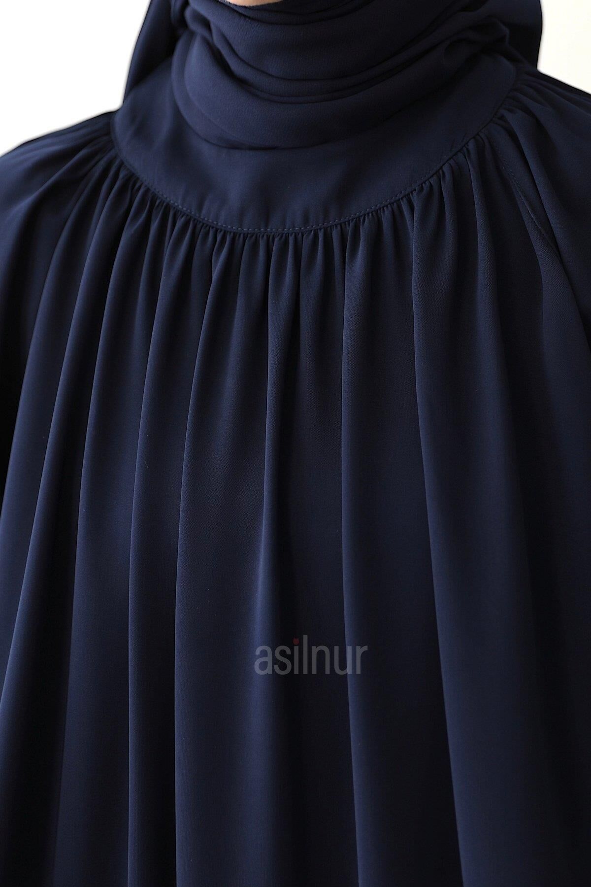 Mahi Elbise Şal Hediyeli Takım Lacivert - 5