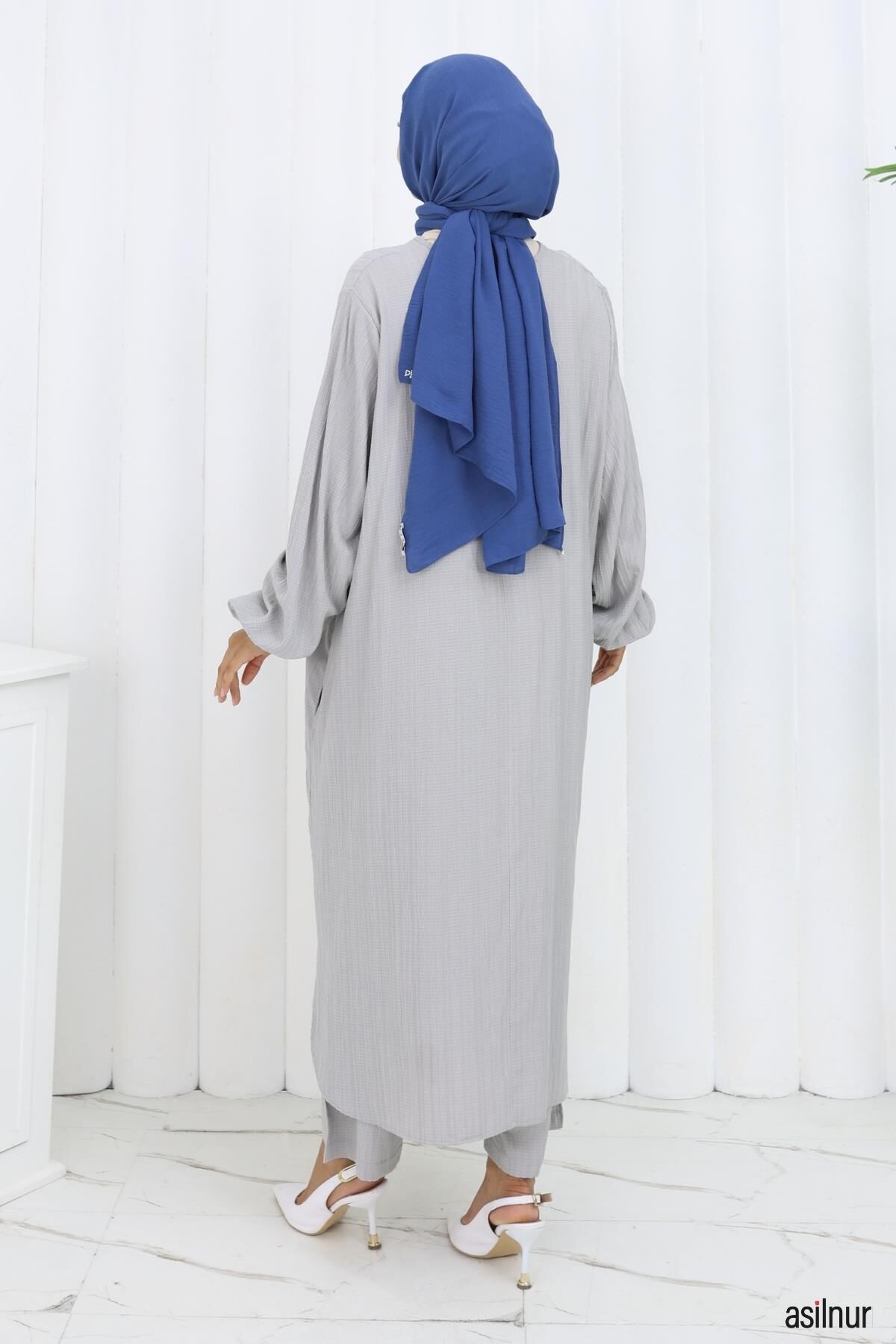 Merve Pamuklu Umre Takımı Açık Gri - 5