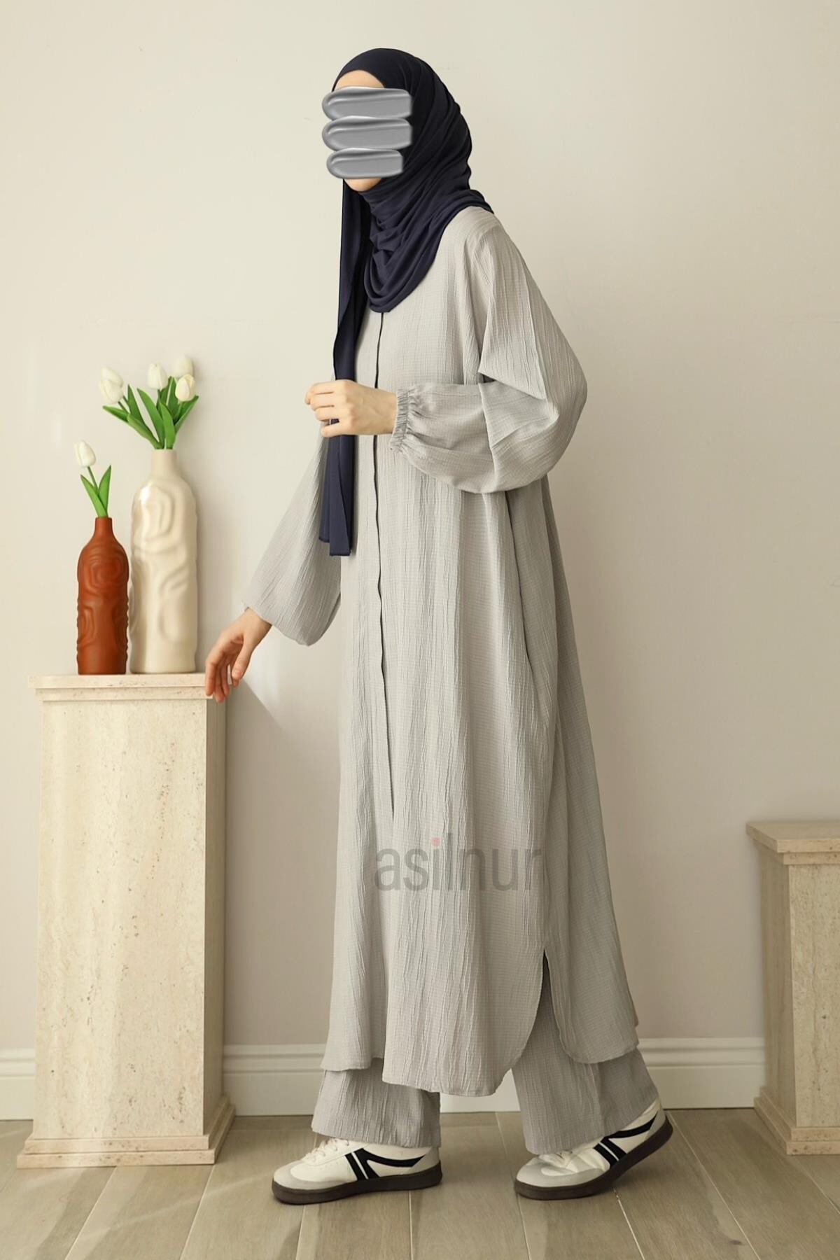 Merve Umre Takımı Açık Gri - 3