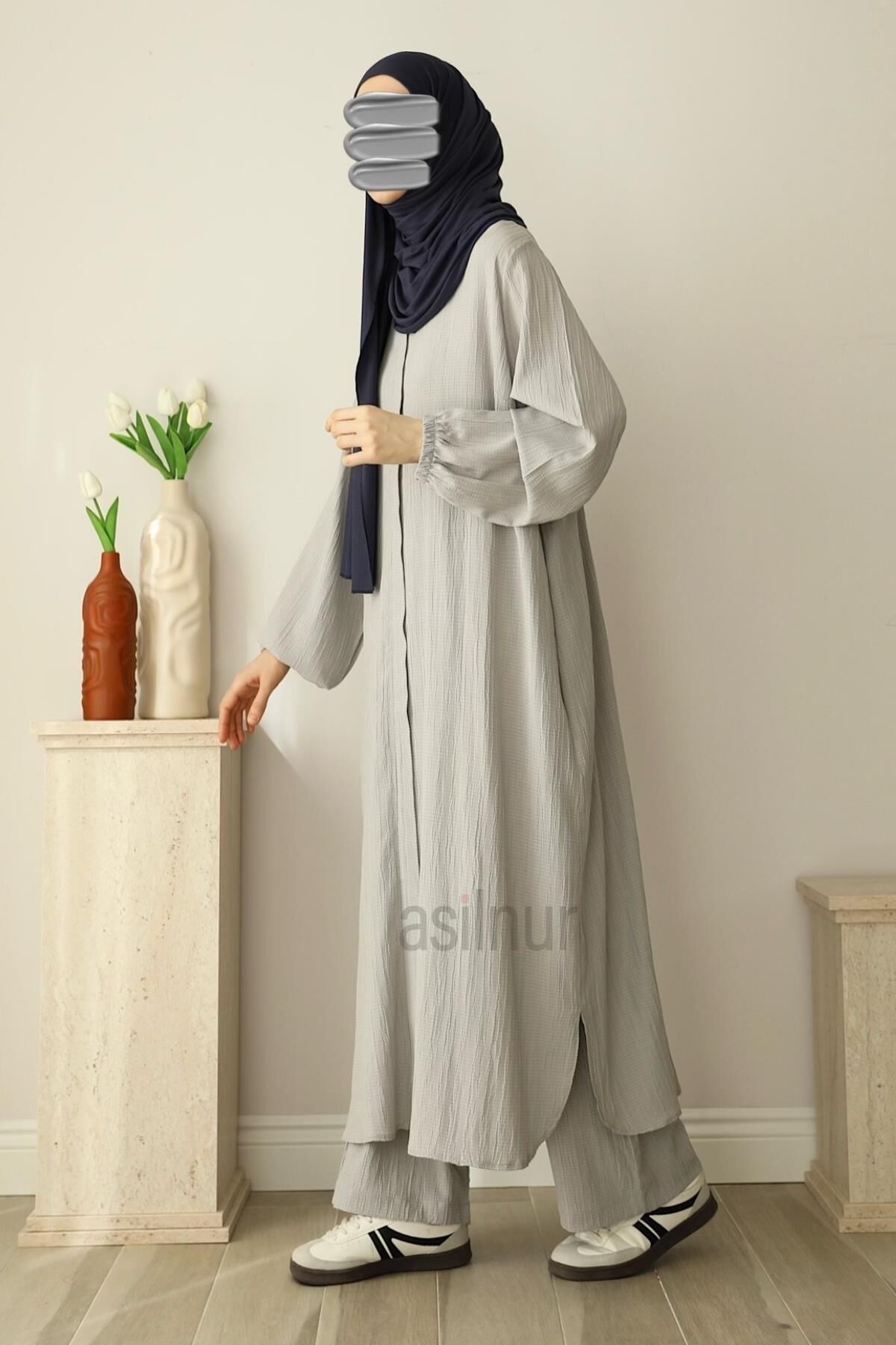 Merve Umre Takımı Açık Gri - 3