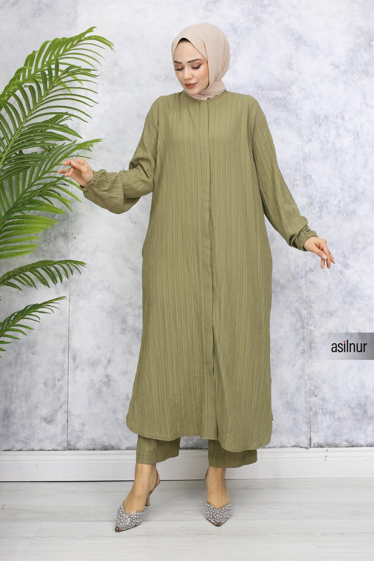 Merve Pamuklu Umre Takımı Açık Yeşil - 5