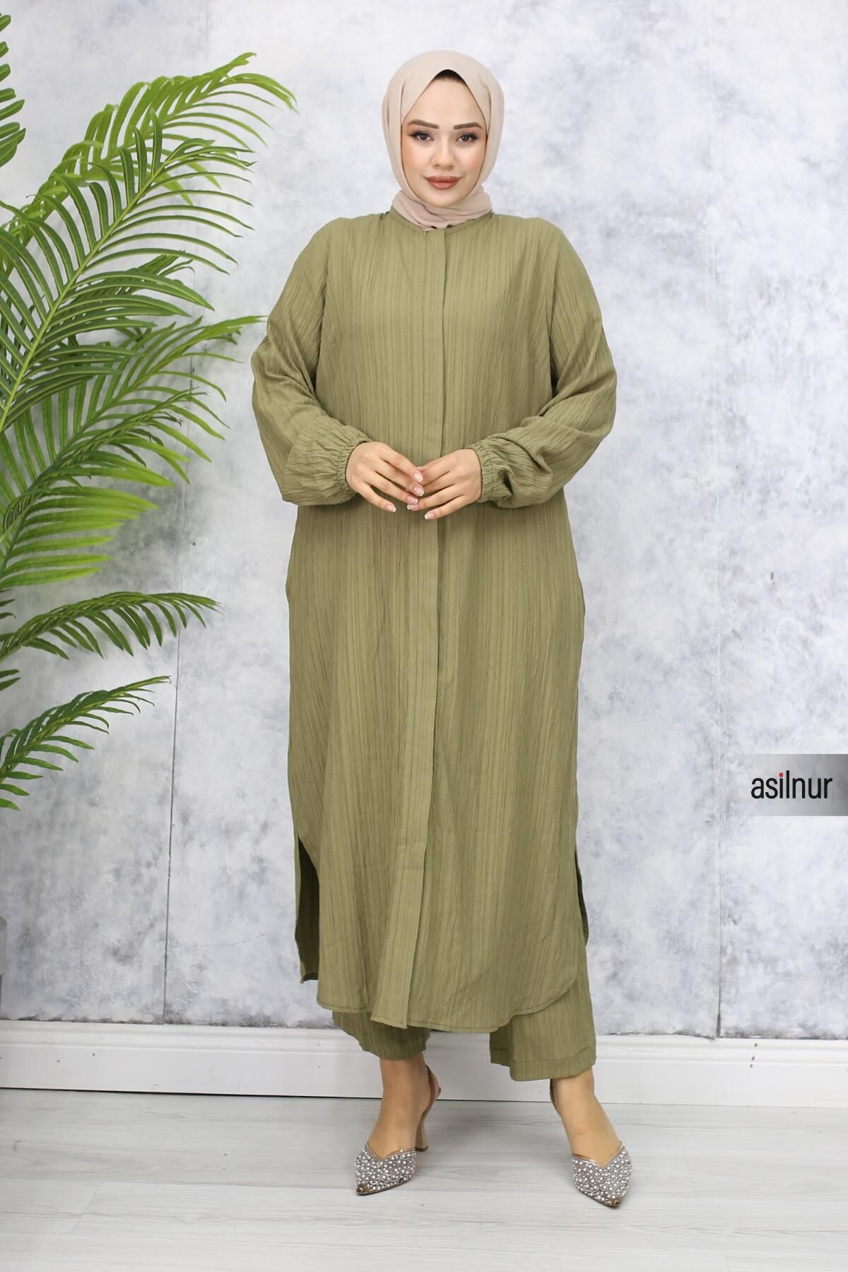 Merve Pamuklu Umre Takımı Açık Yeşil - 3