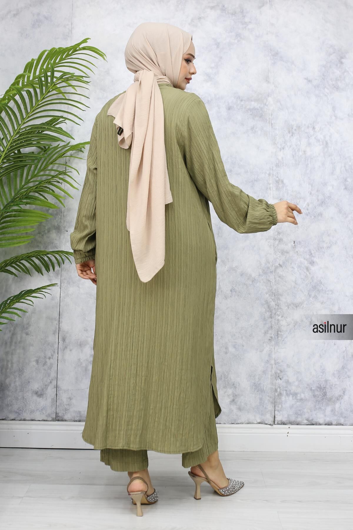 Merve Pamuklu Umre Takımı Açık Yeşil - 4