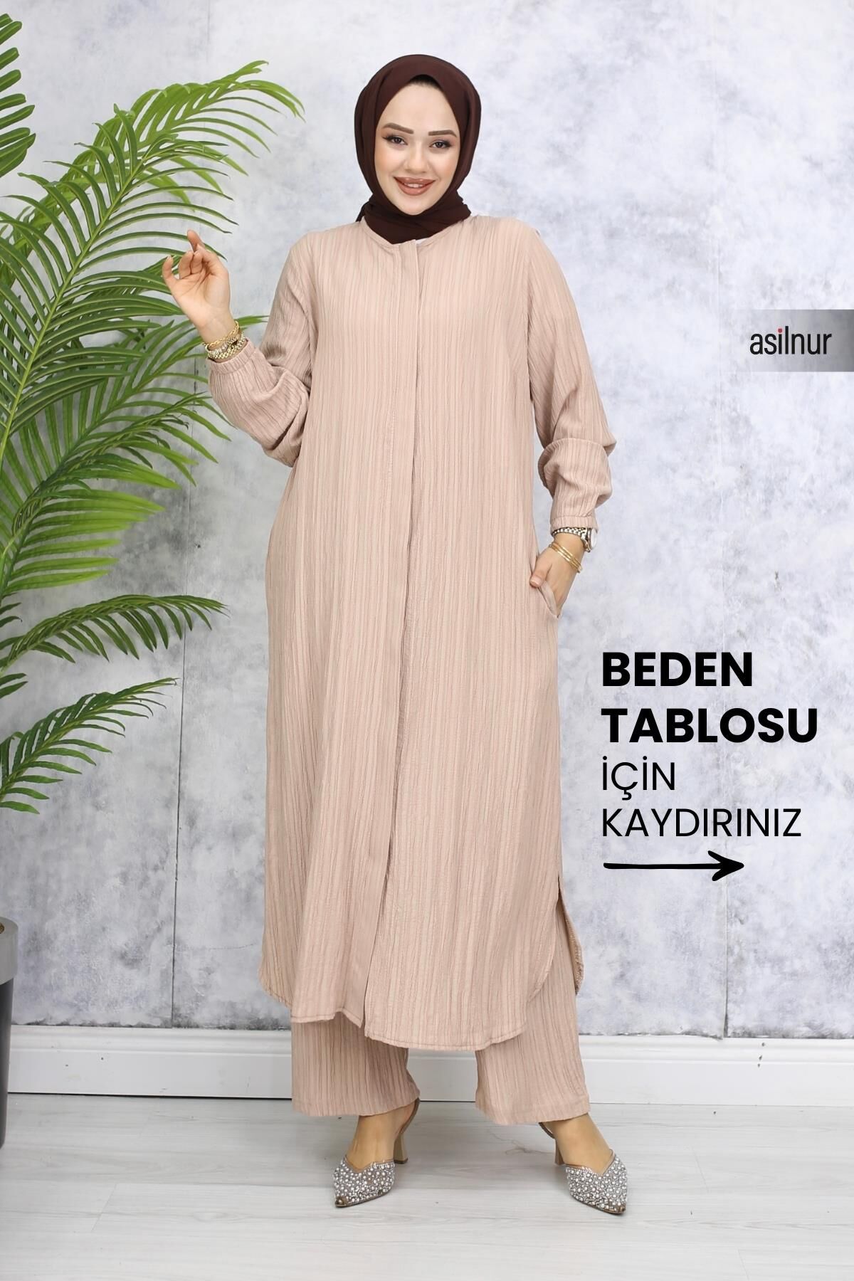 Merve Pamuklu Umre Takımı Bej - 1