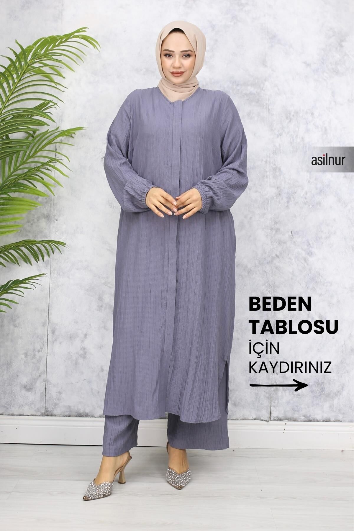 Merve Pamuklu Umre Takımı Gri - 1