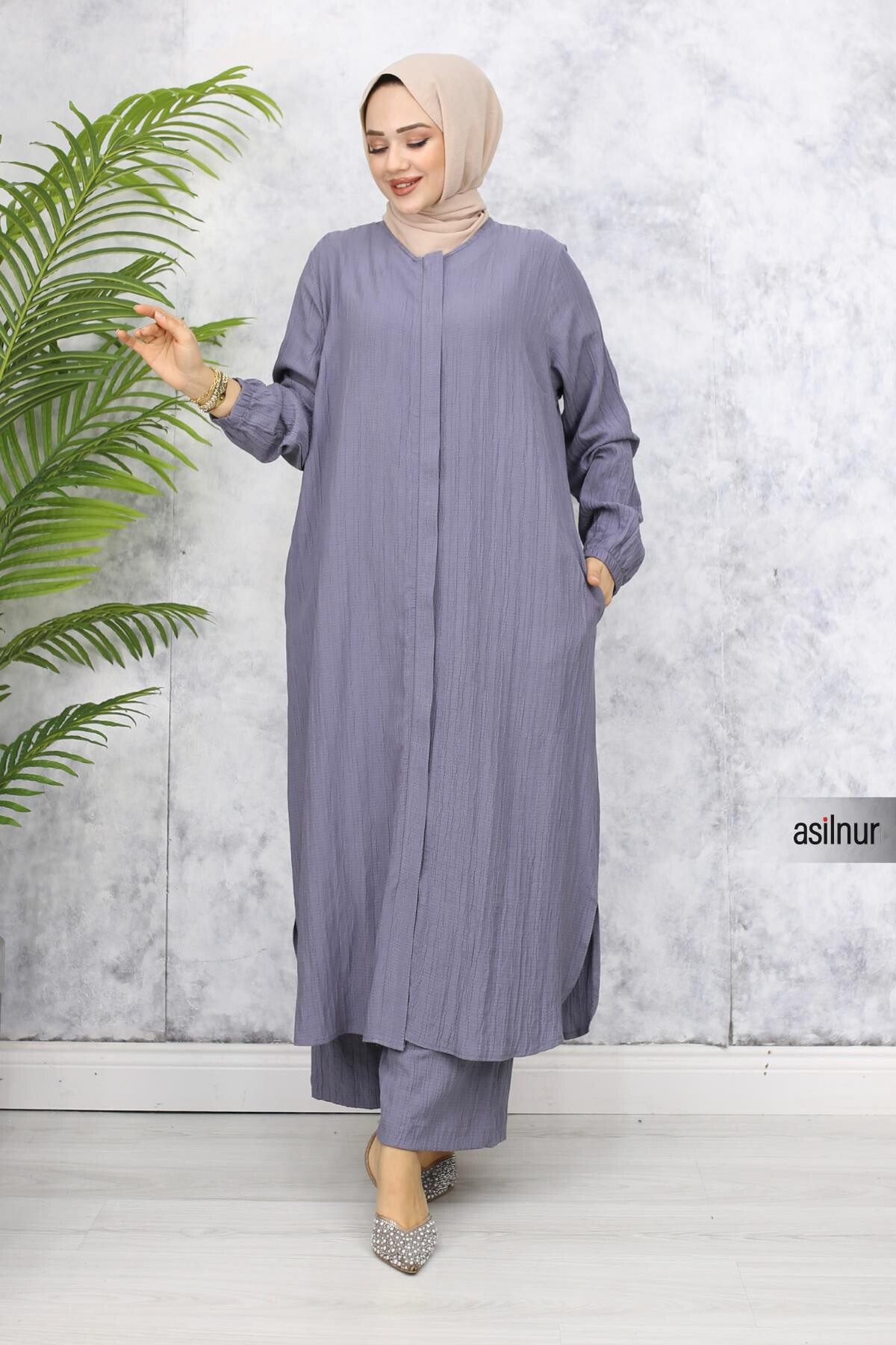 Merve Pamuklu Umre Takımı Gri - 8