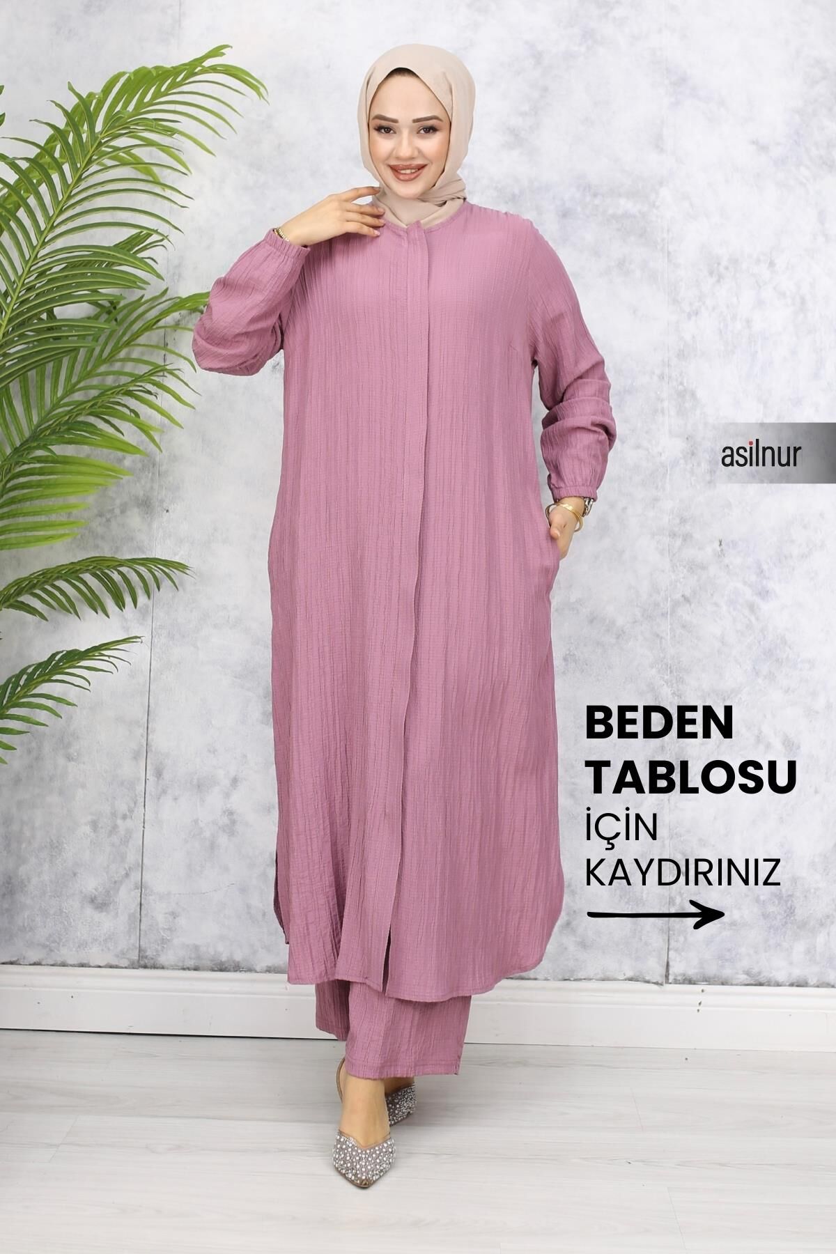 Merve Pamuklu Umre Takımı Gül Kurusu - 1