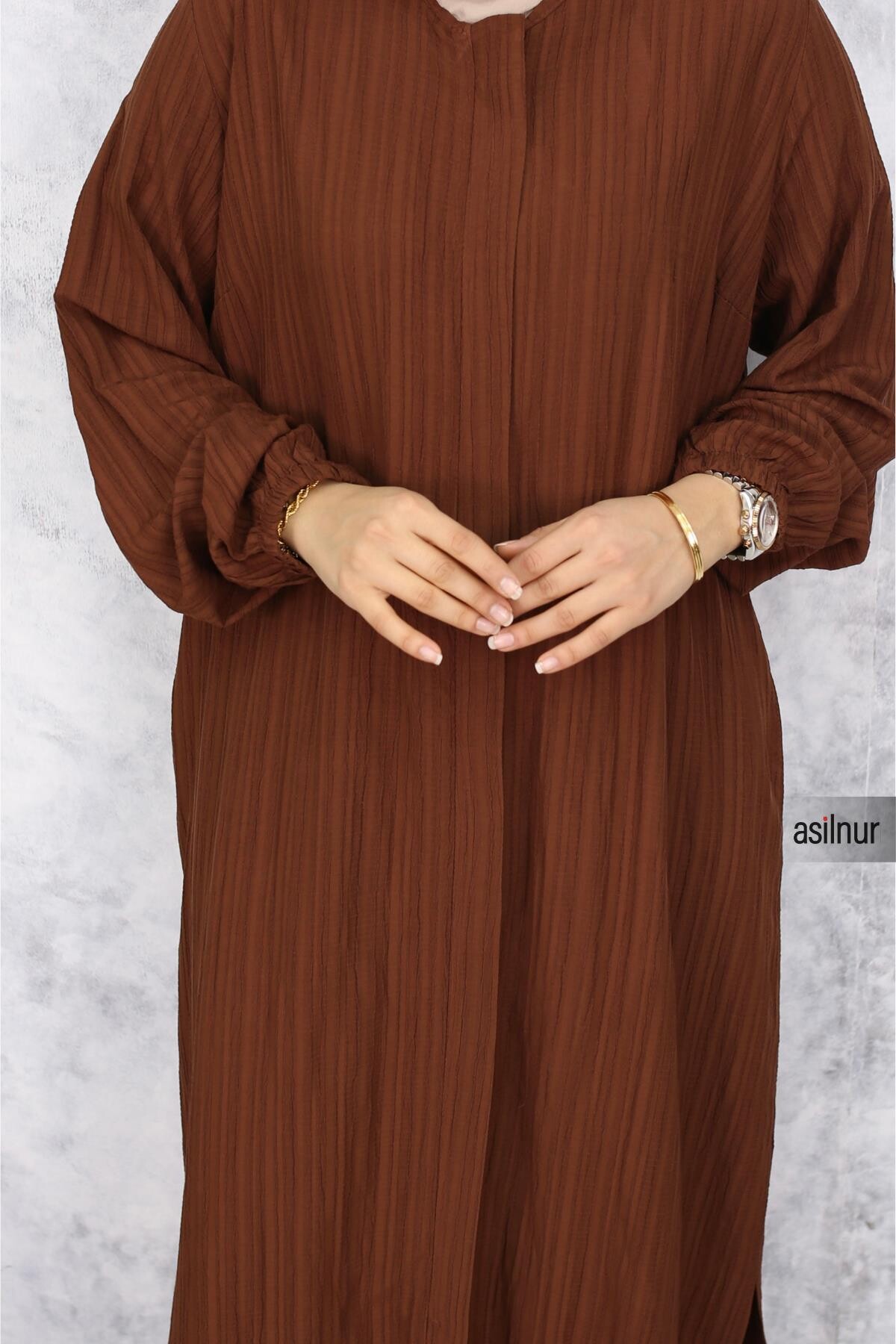 Merve Pamuklu Umre Takımı Kahverengi - 7