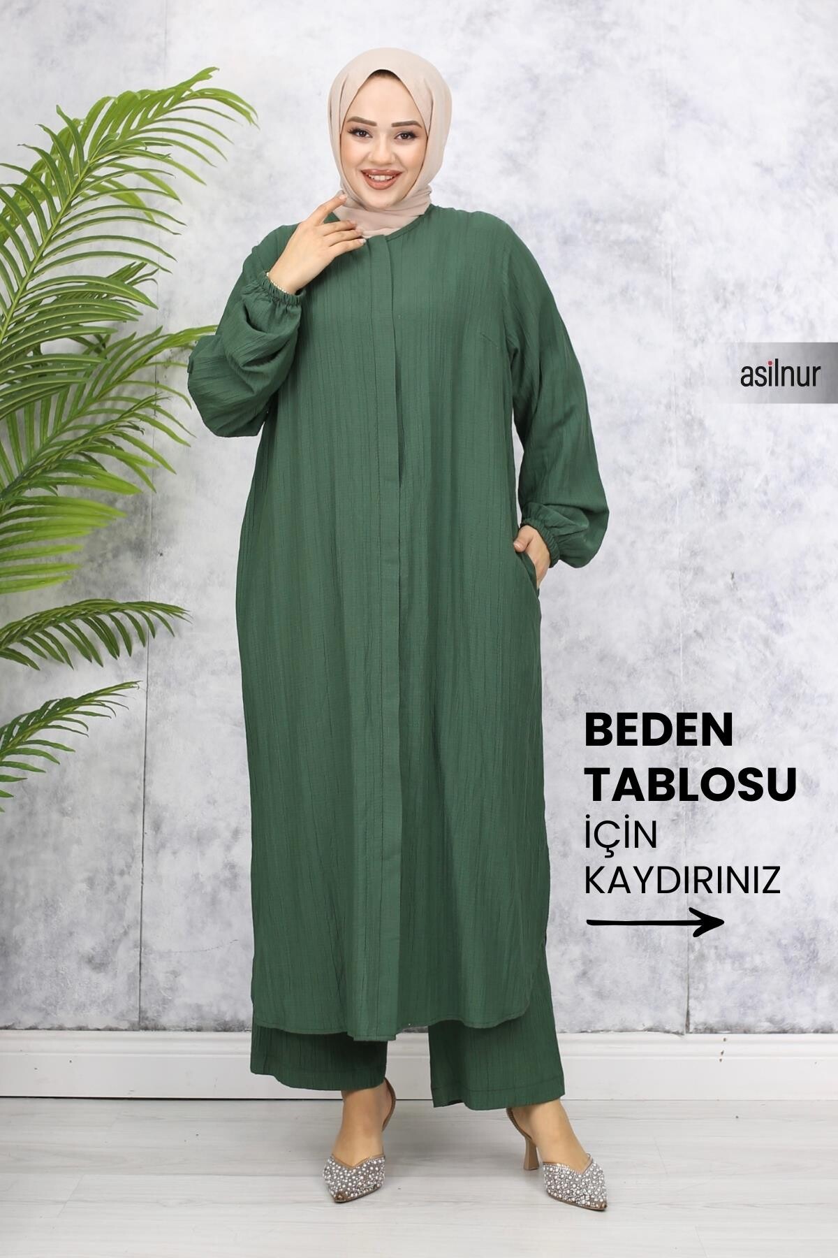 Merve Pamuklu Umre Takımı Koyu Yeşil 