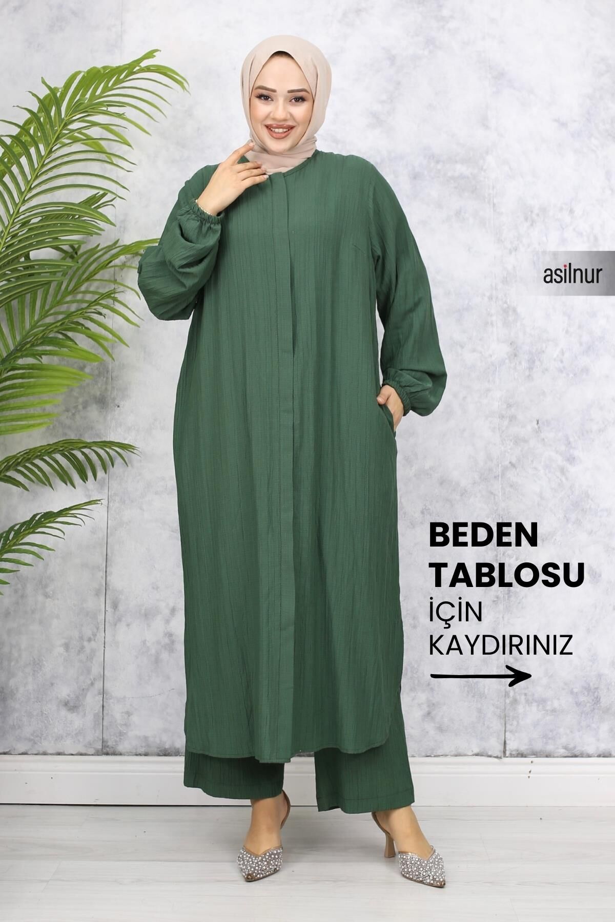 Merve Pamuklu Umre Takımı Koyu Yeşil - 1