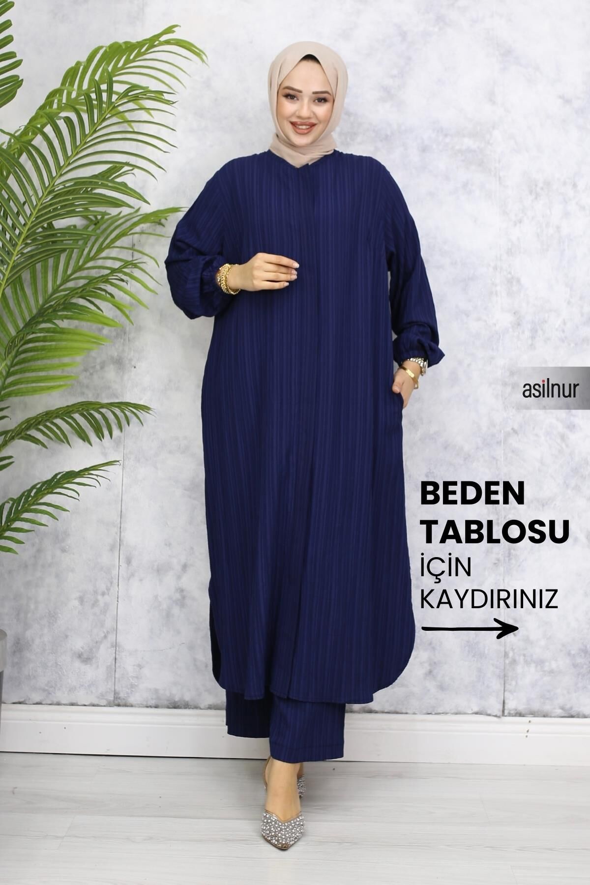Merve Pamuklu Umre Takımı Lacivert - 1