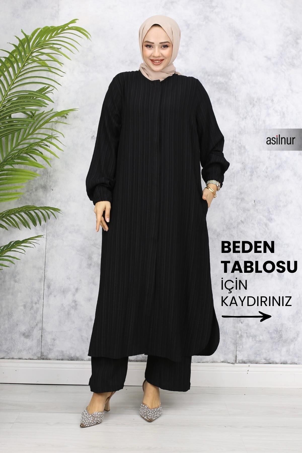 Merve Pamuklu Umre Takımı Siyah - 1