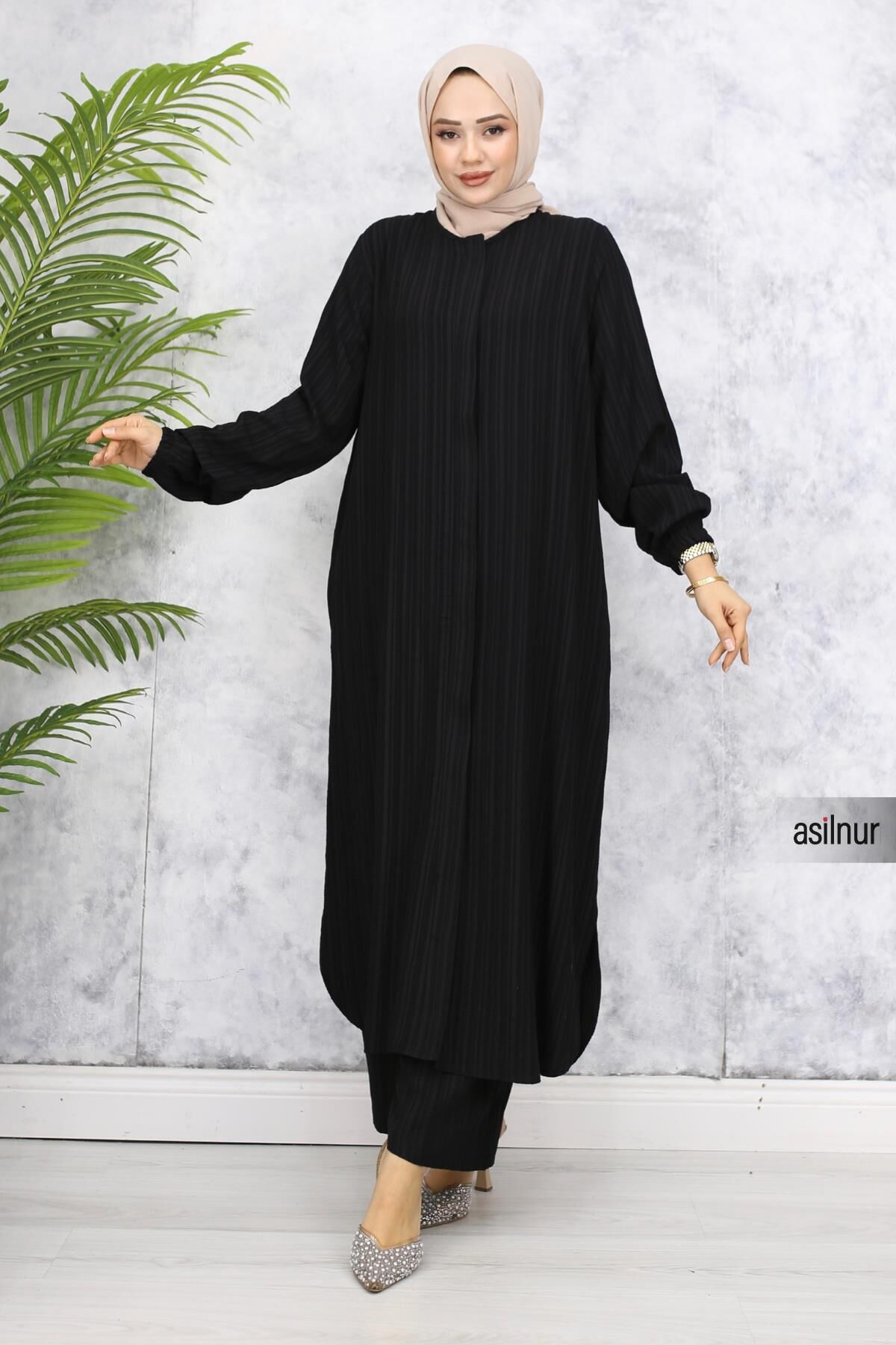 Merve Pamuklu Umre Takımı Siyah - 5