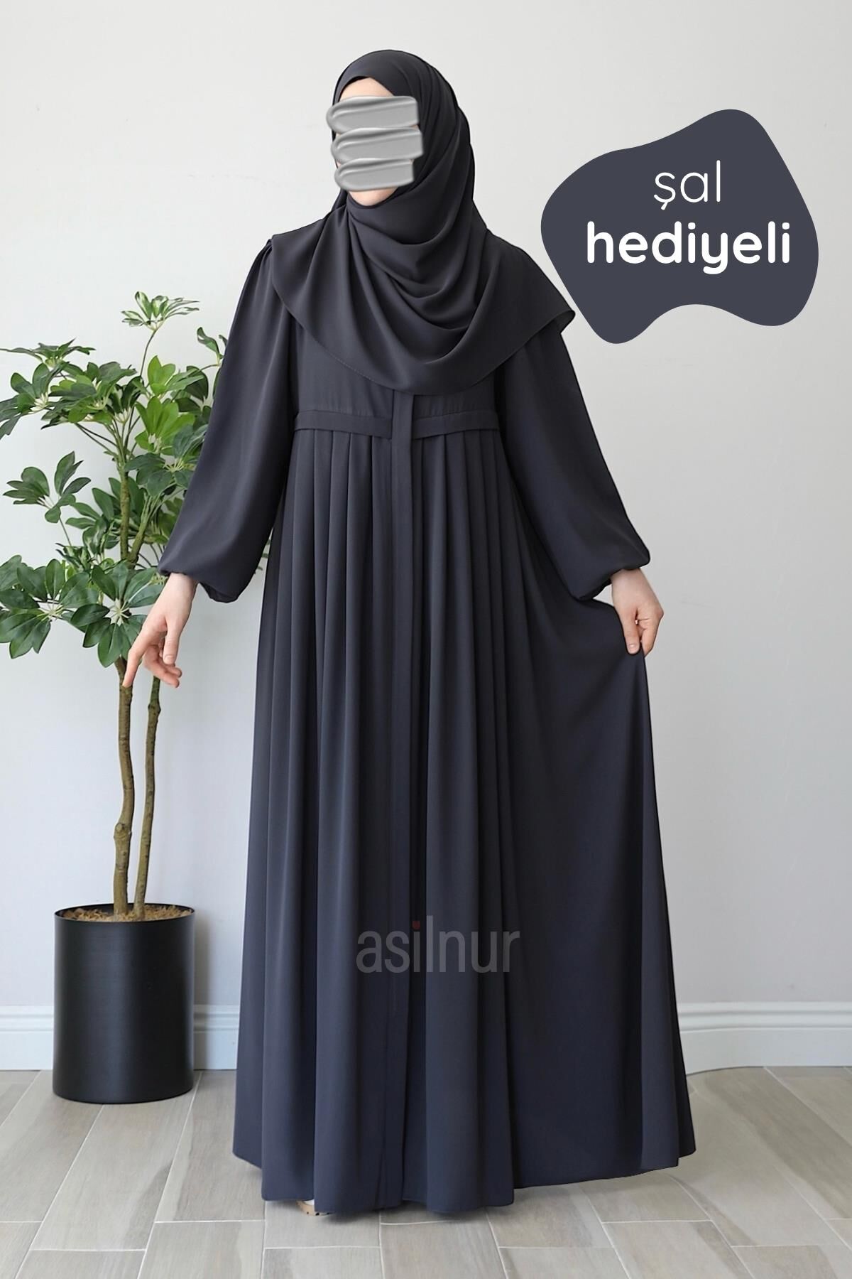 Meva Pileli Ferace Şal Hediyeli Takım Füme - 1