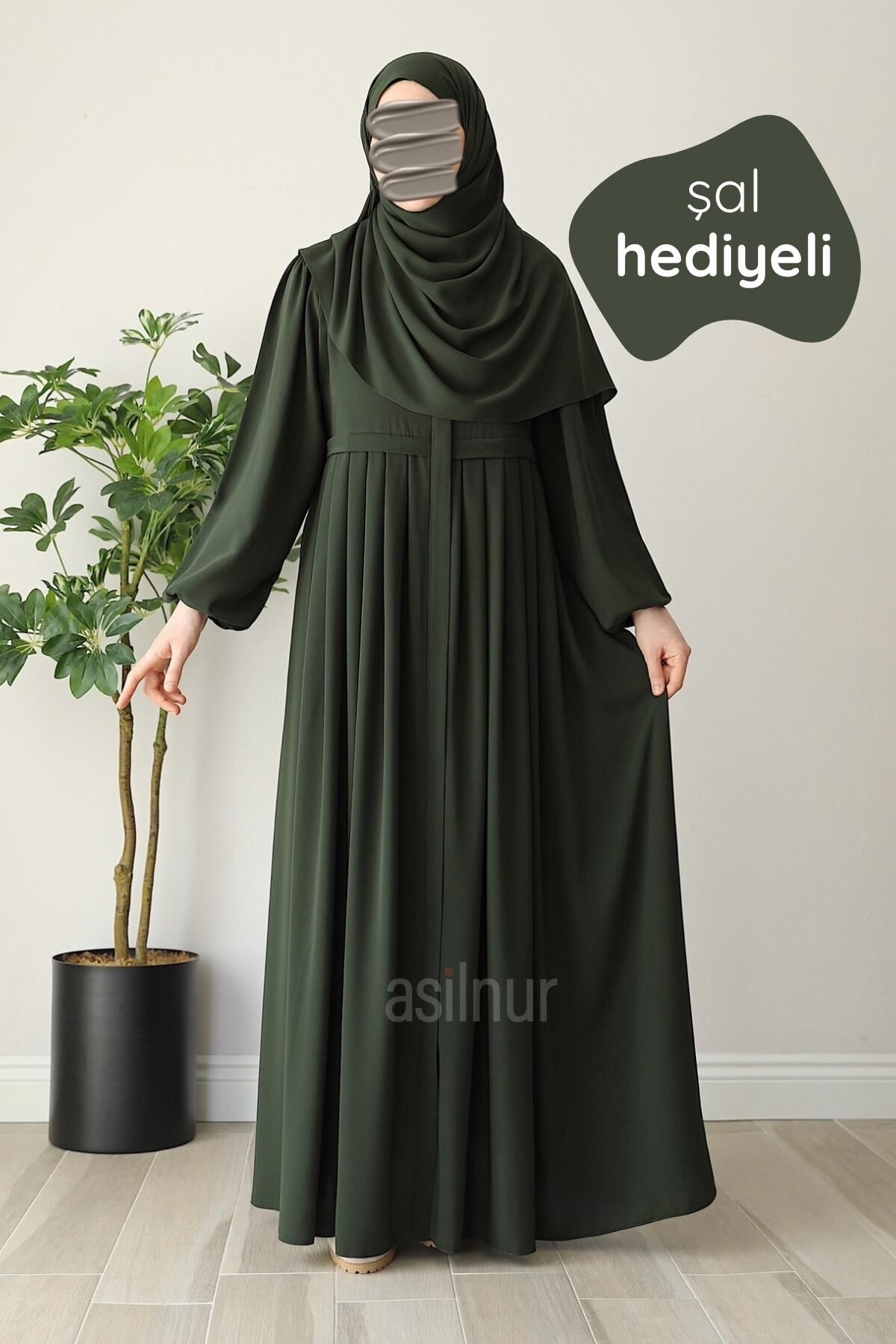 Meva Pileli Ferace Şal Hediyeli Takım Haki - 1