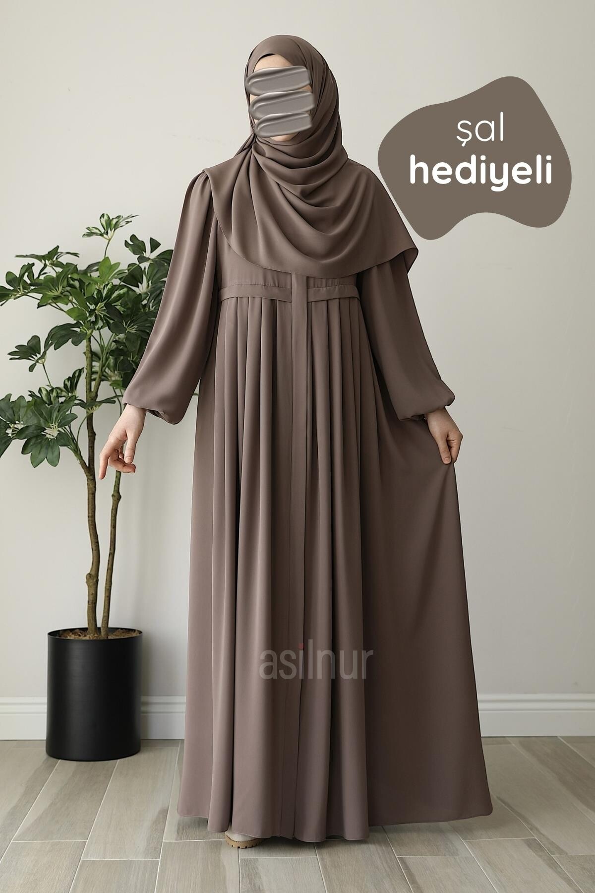 Meva Pileli Ferace Şal Hediyeli Takım Vizon - ASİLNUR