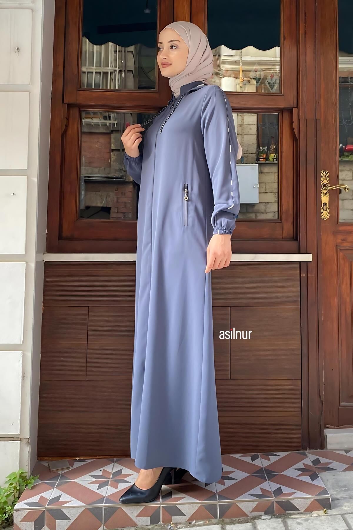 Mısra Leopar Desenli Ferace Füme - 2