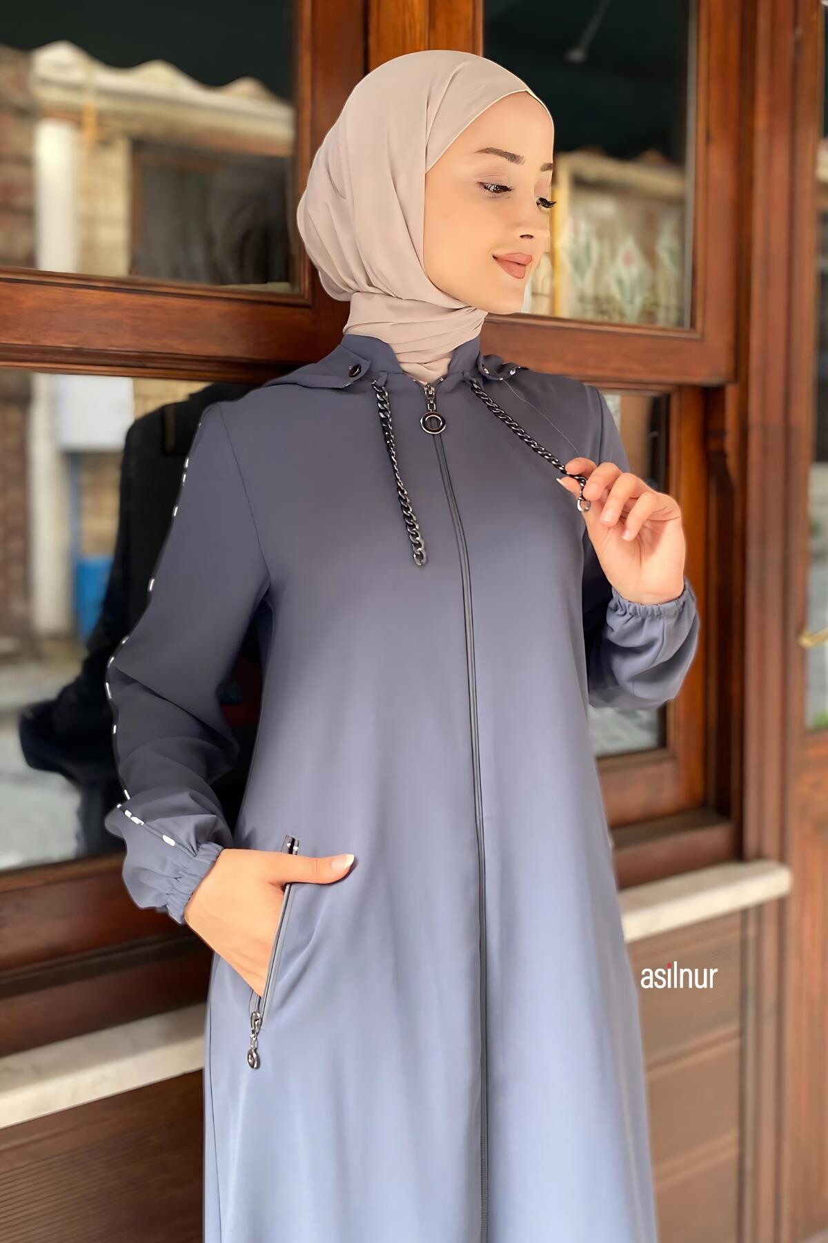 Mısra Leopar Desenli Ferace Füme - 6