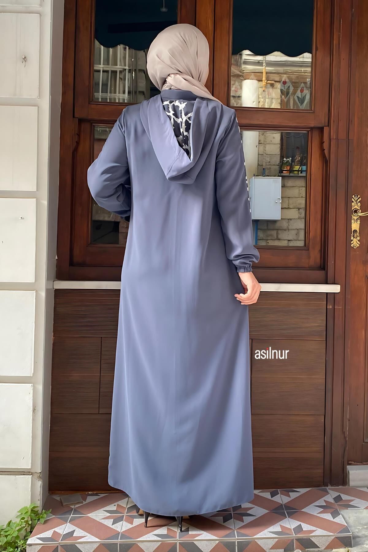 Mısra Leopar Desenli Ferace Füme - 3