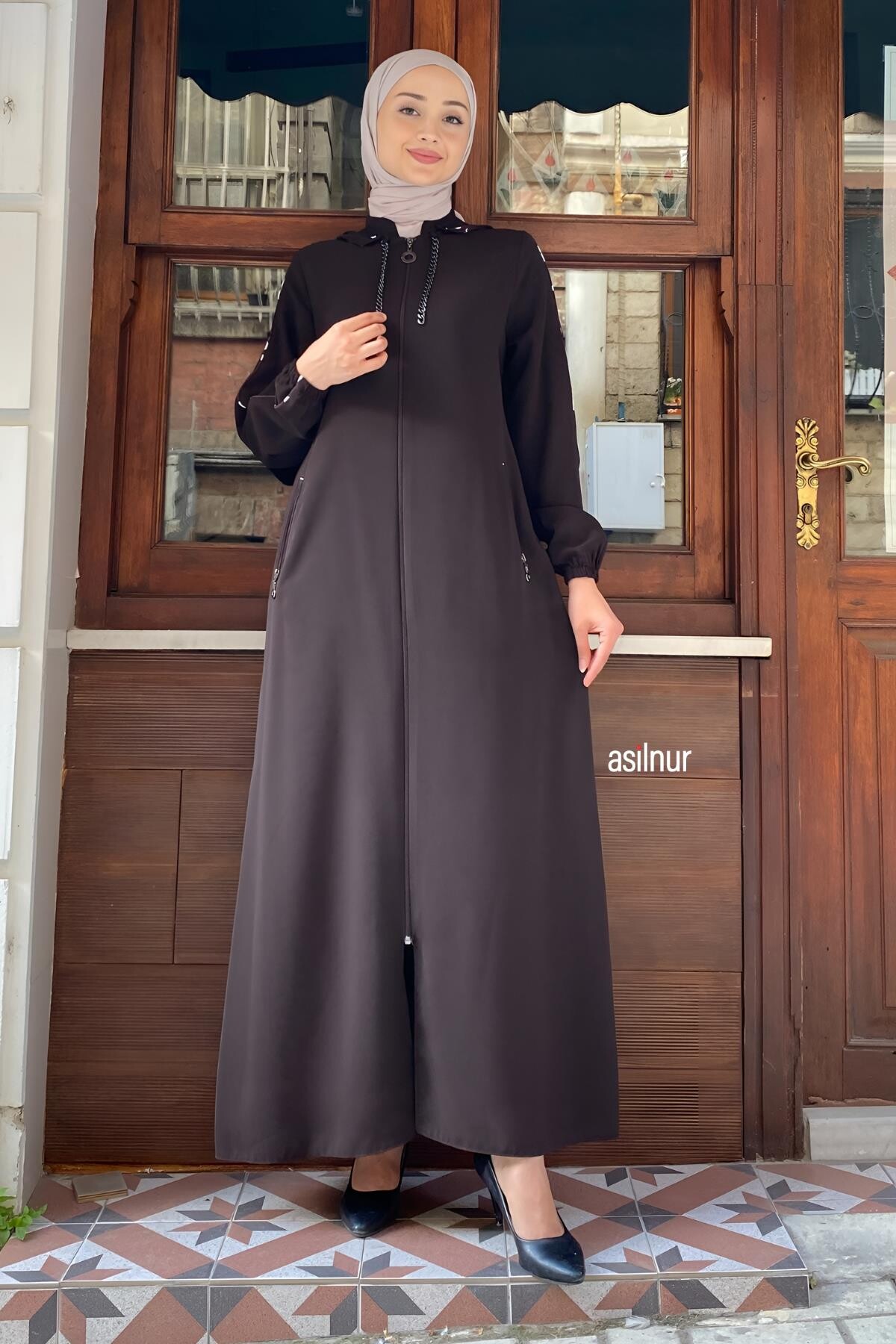 Mısra Leopar Desenli Ferace Kahverengi - ASİLNUR