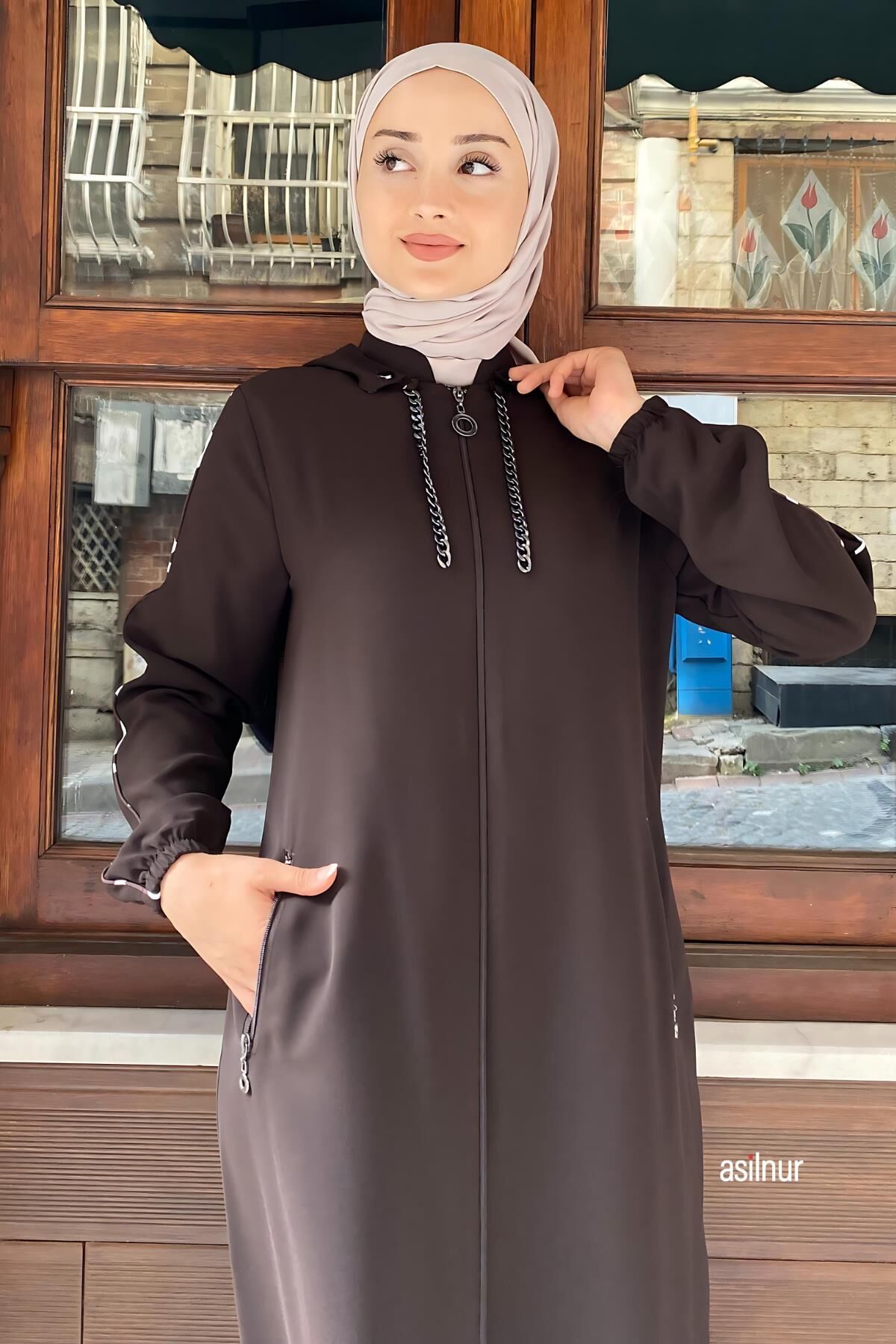 Mısra Leopar Desenli Ferace Kahverengi - 6