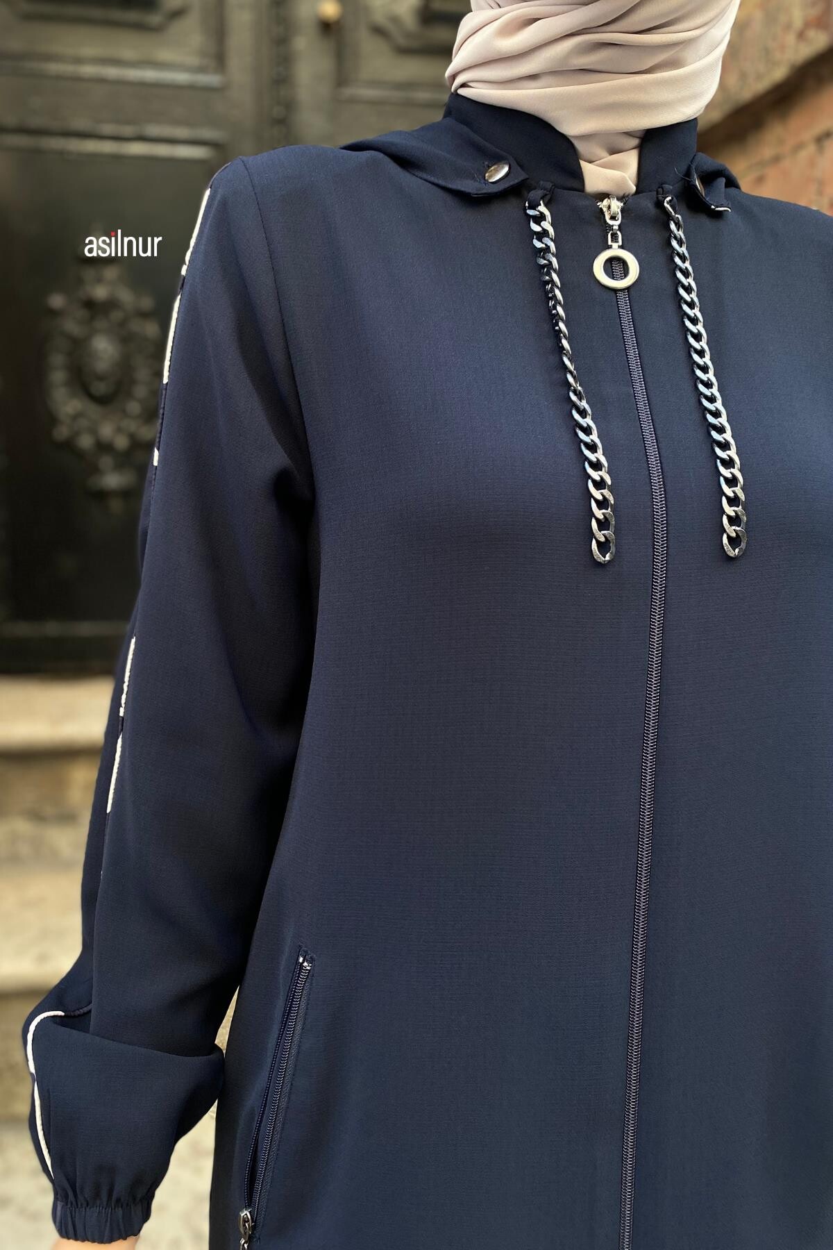 Mısra Leopar Desenli Ferace Lacivert - 5