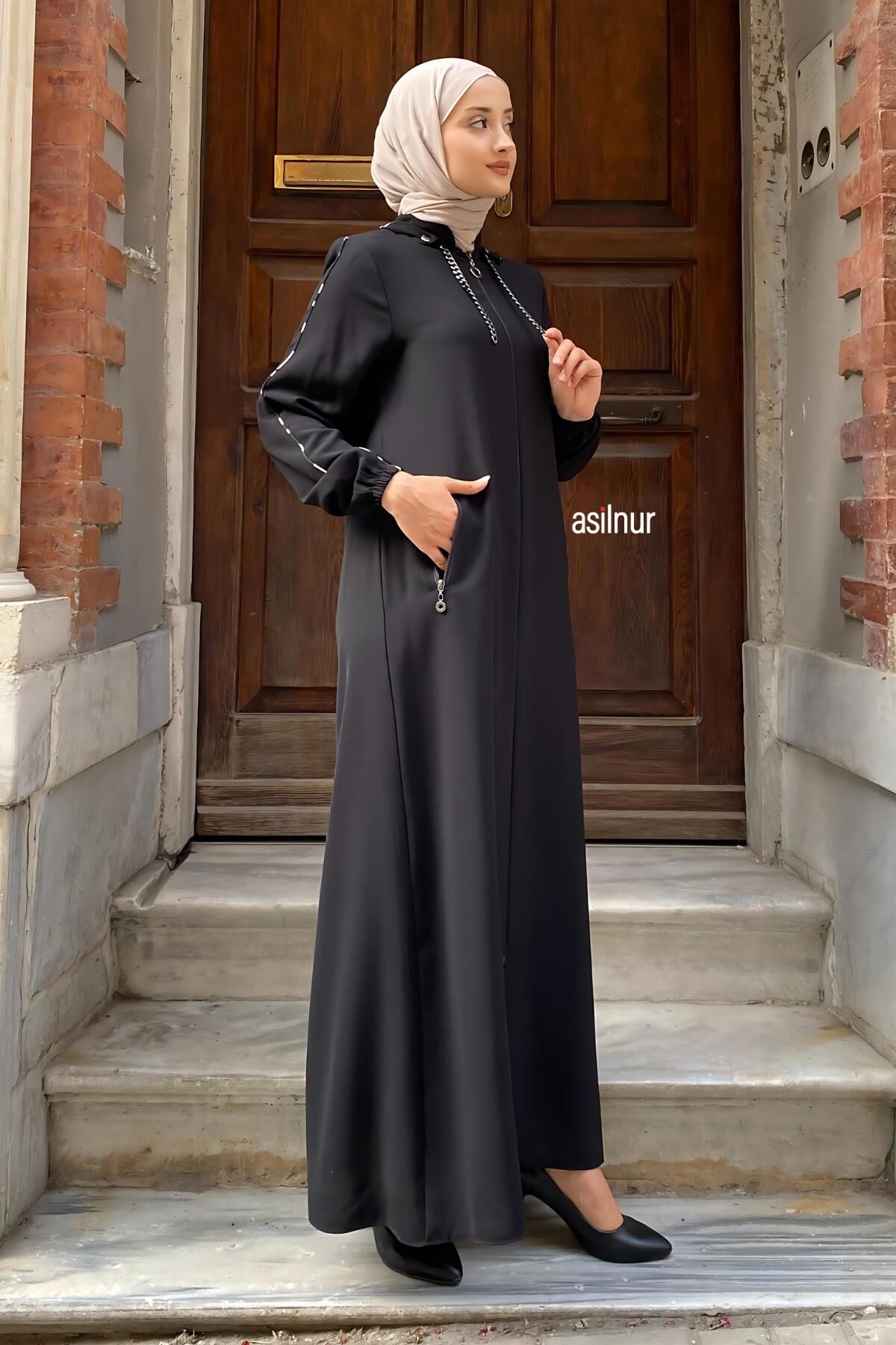 Mısra Leopar Desenli Ferace Siyah - 4