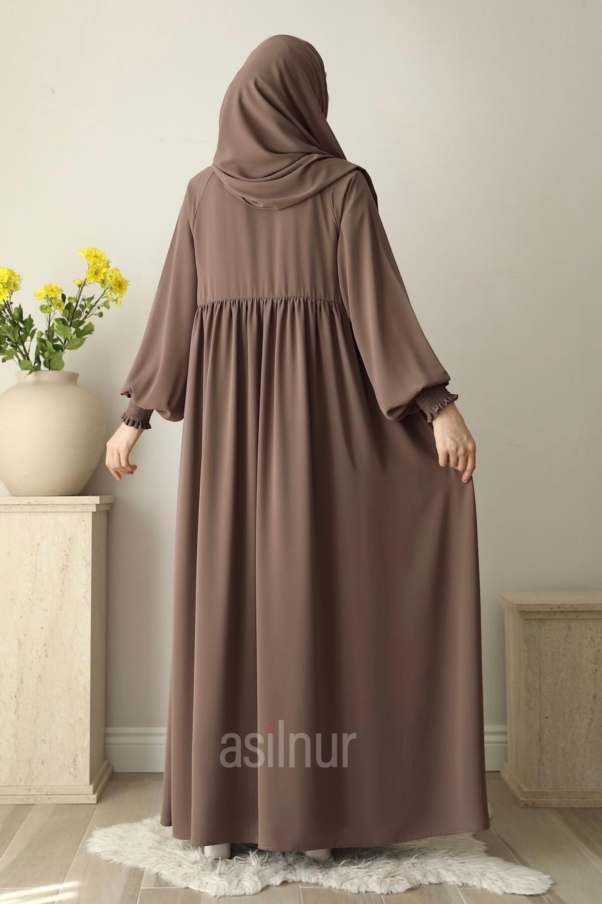 Nisa Ferace Şal Hediyeli Takım Vizon - 4