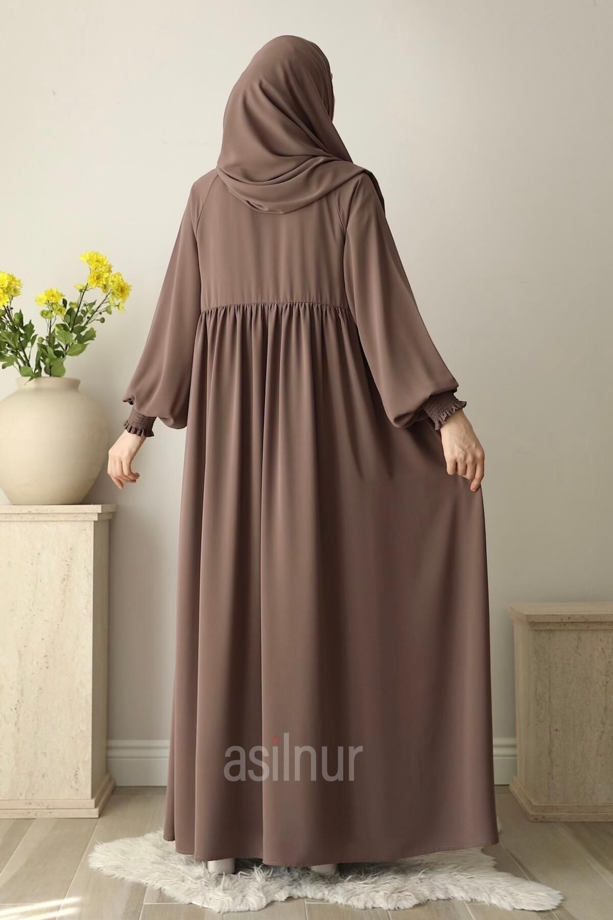 Nisa Ferace Şal Hediyeli Takım Vizon - 4