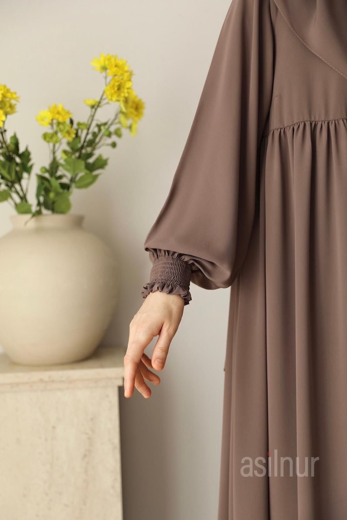 Nisa Ferace Şal Hediyeli Takım Vizon - 6