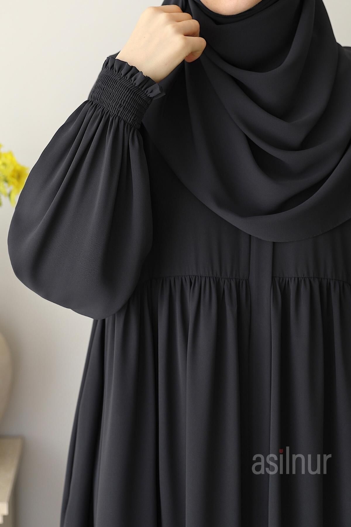 Nisa Ferace Şal Hediyeli Takım Füme - 5