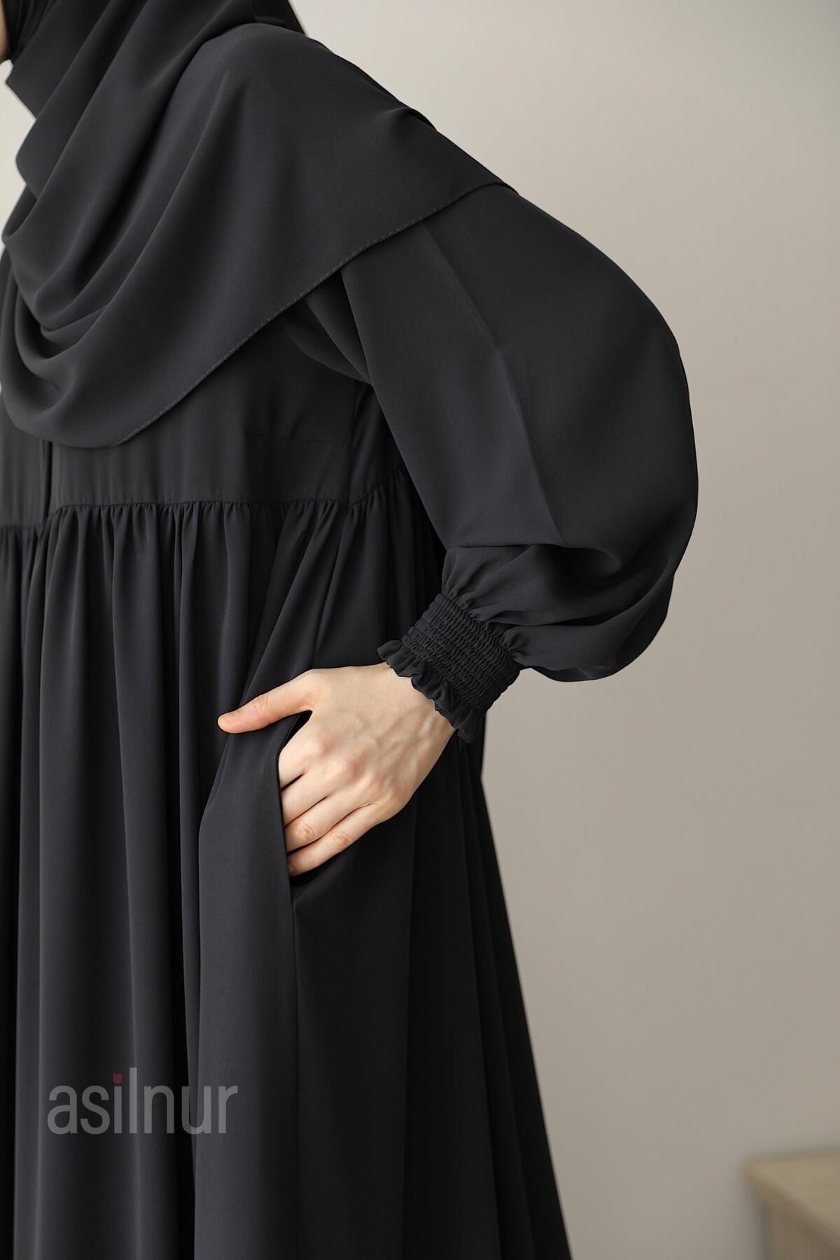 Nisa Ferace Şal Hediyeli Takım Füme - 6