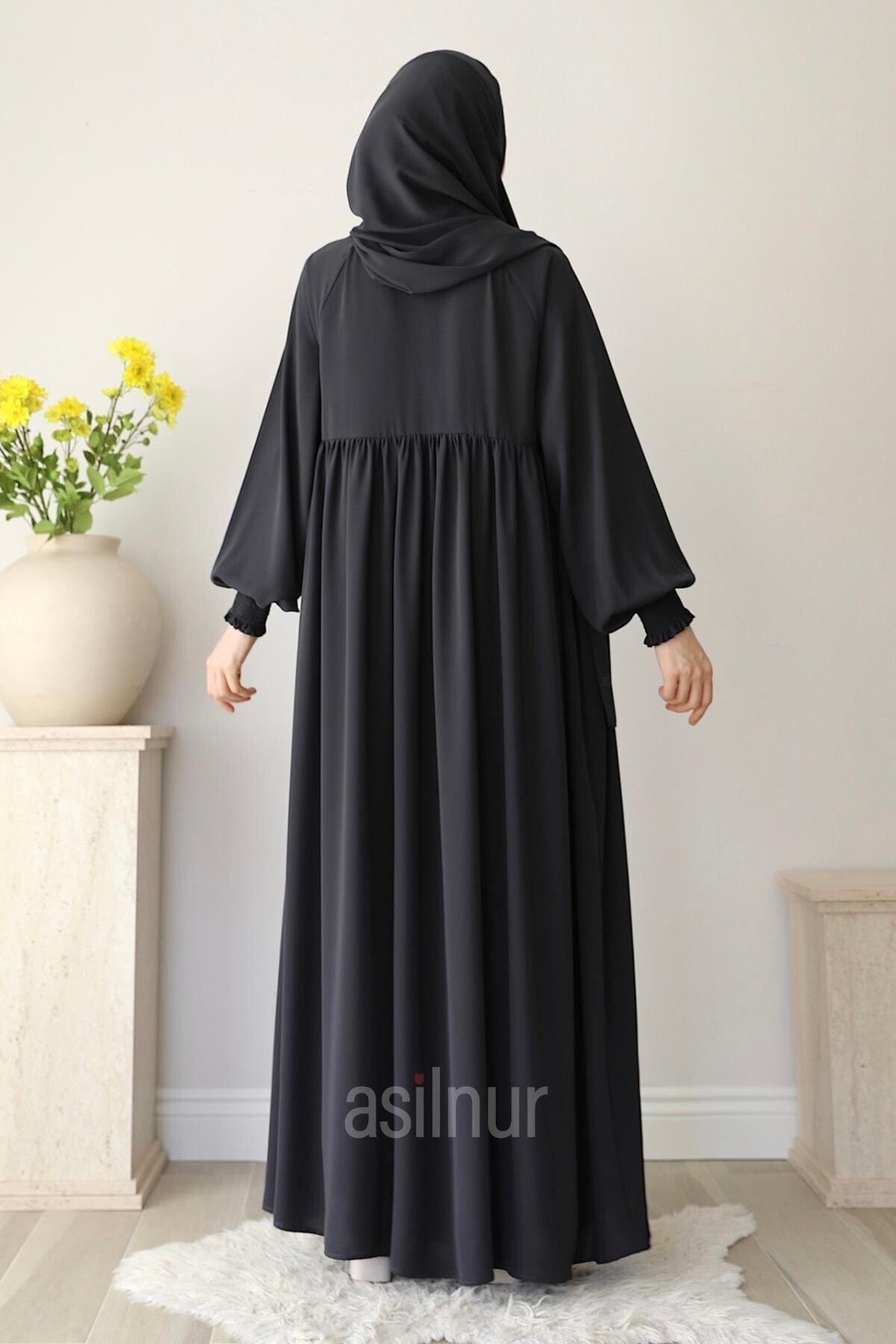 Nisa Ferace Şal Hediyeli Takım Füme - 4