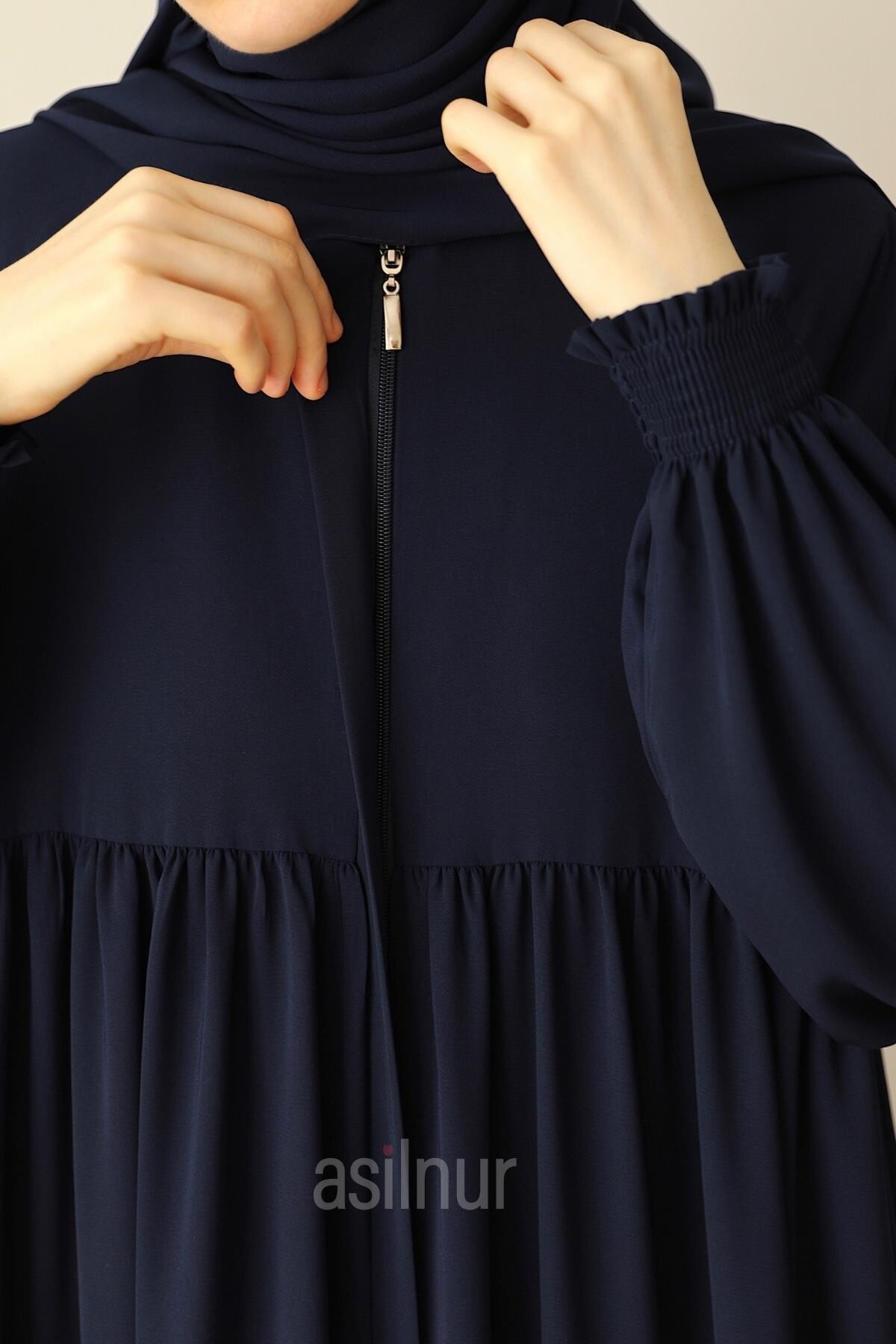 Nisa Ferace Şal Hediyeli Takım Lacivert - 5