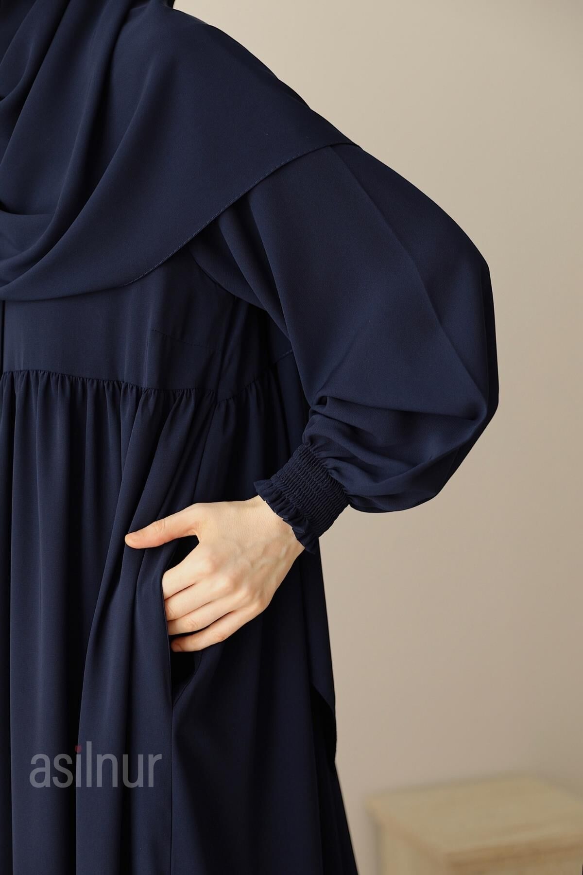 Nisa Ferace Şal Hediyeli Takım Lacivert - 6