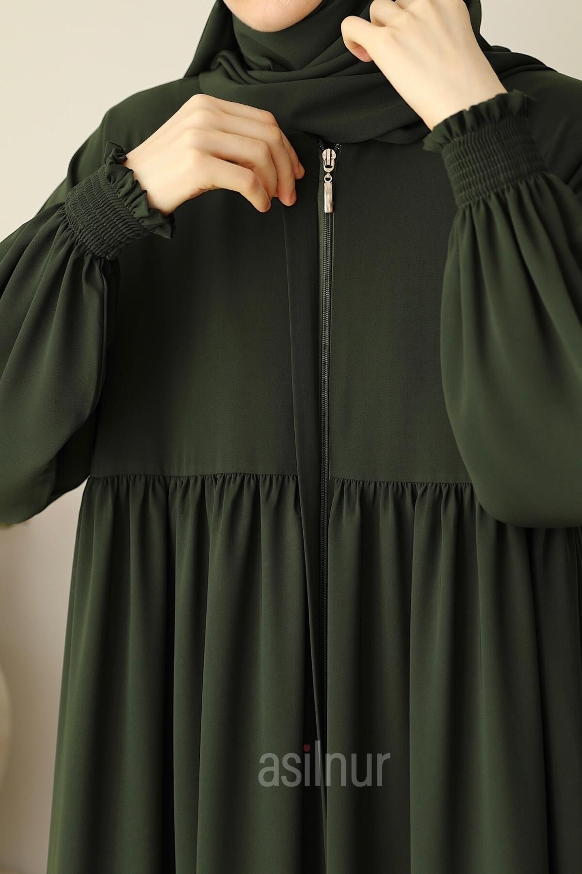 Nisa Ferace Şal Hediyeli Takım Haki - 5