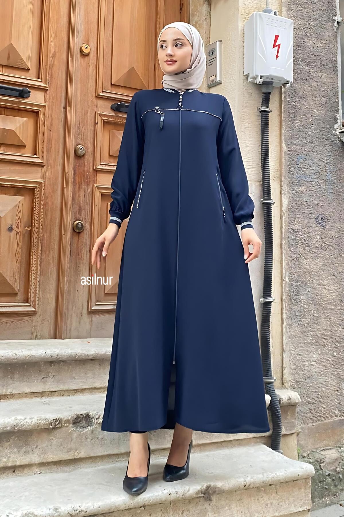 Nida Ribanalı Ferace Lacivert - ASİLNUR