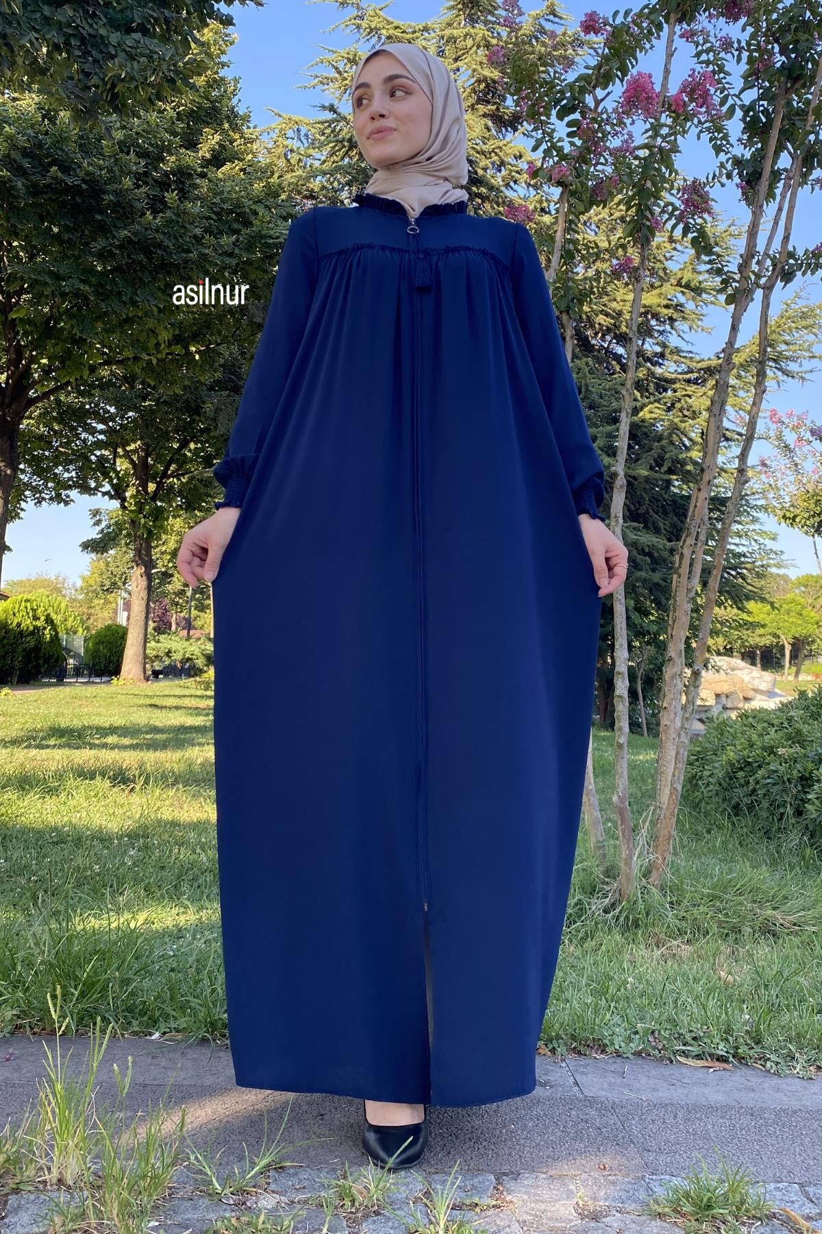 Robalı Cepli Ferace Lacivert - 4