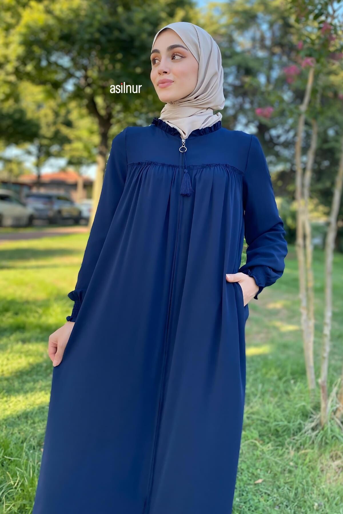 Robalı Cepli Ferace Lacivert - 7