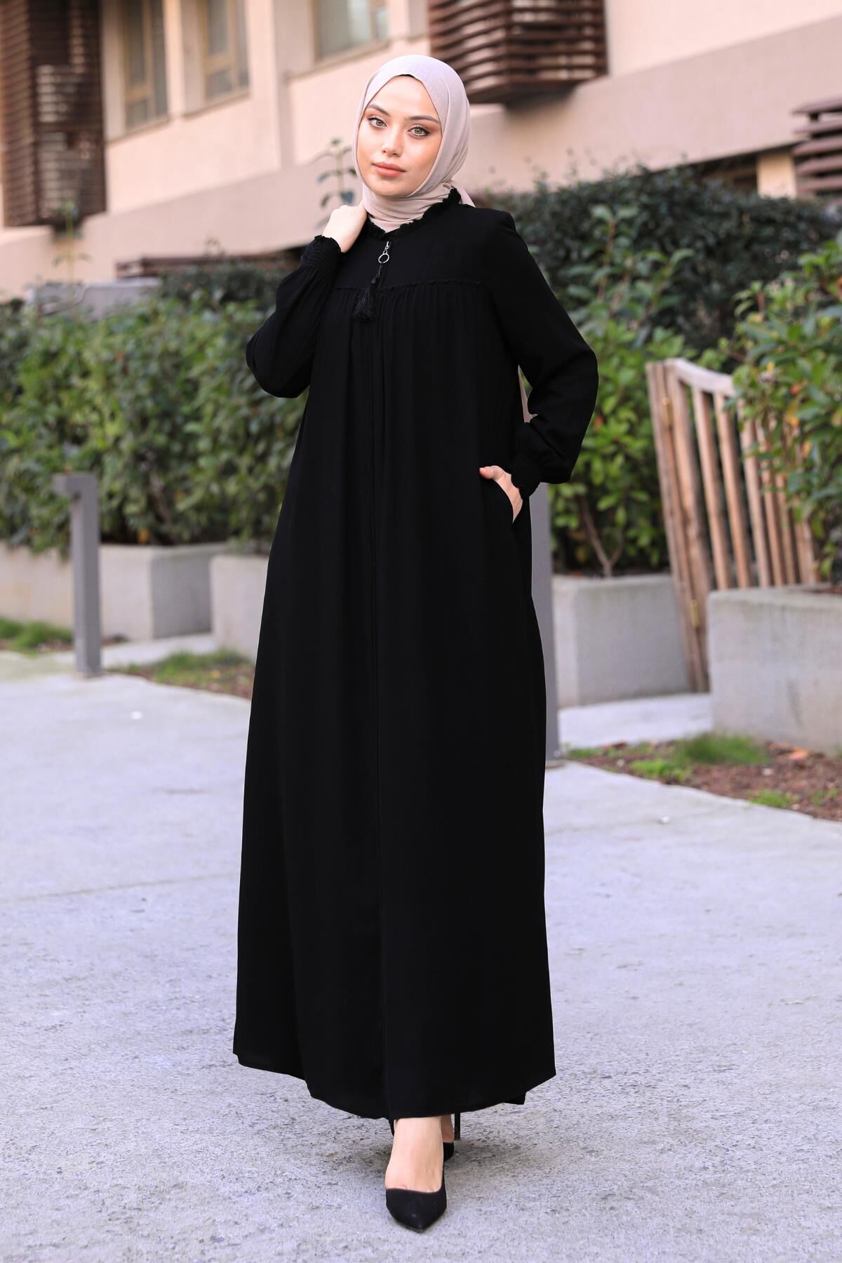 Robalı Cepli Ferace Siyah - 4