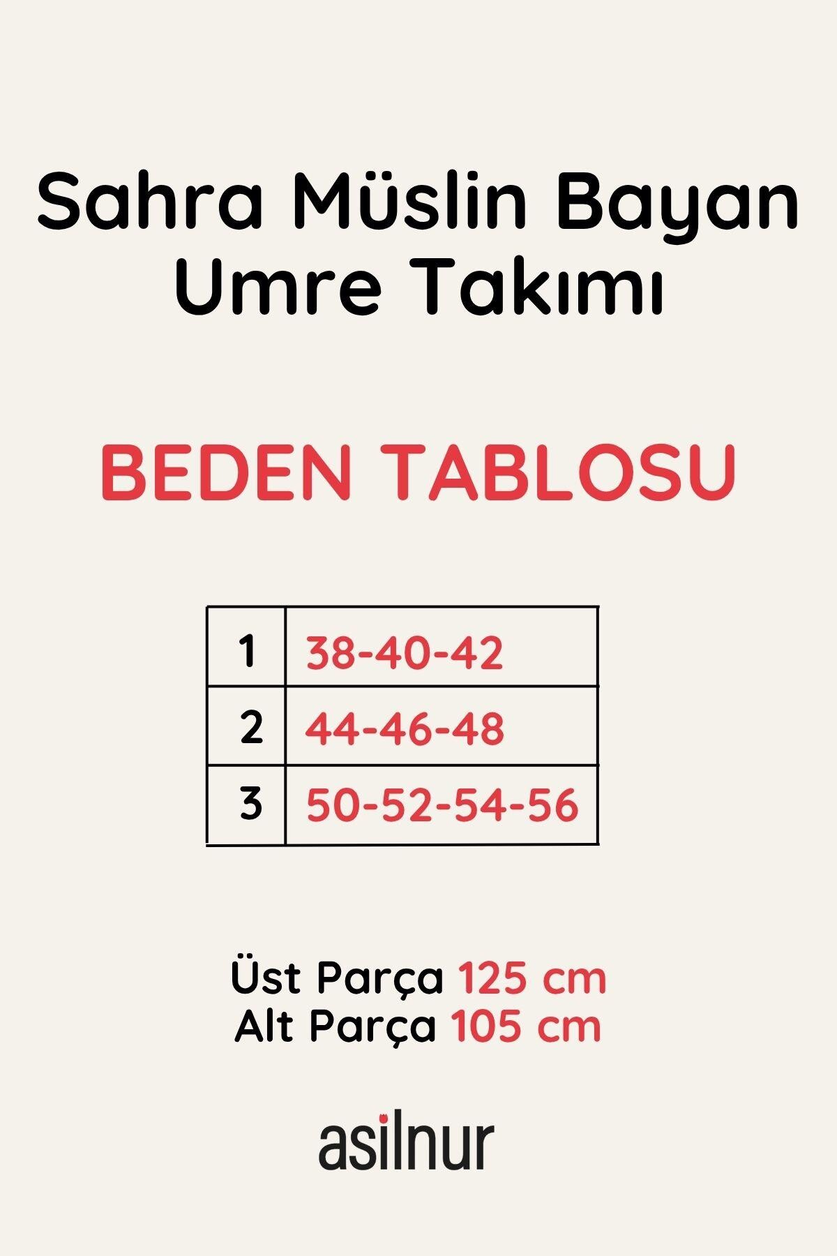 Sahra Bayan %100 Pamuklu Müslin Umre Ve Hac İkili Takım Bej - 2
