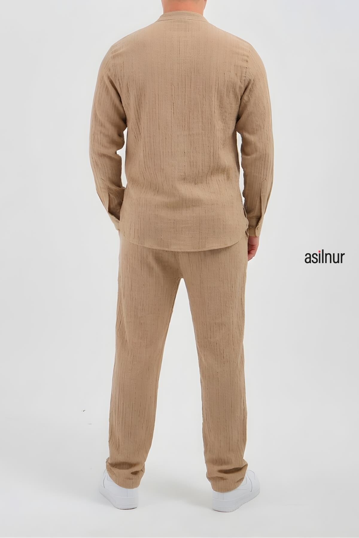 Sefa Erkek Hac ve Umre Kıyafeti İkili Takım Bej - 5